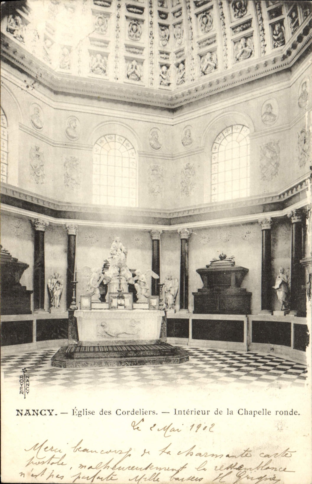 Iglesia de Nancy de la POSTAL de la VENDIMIA de Cordeliers Inteerieur de la cámara acorazada redonda