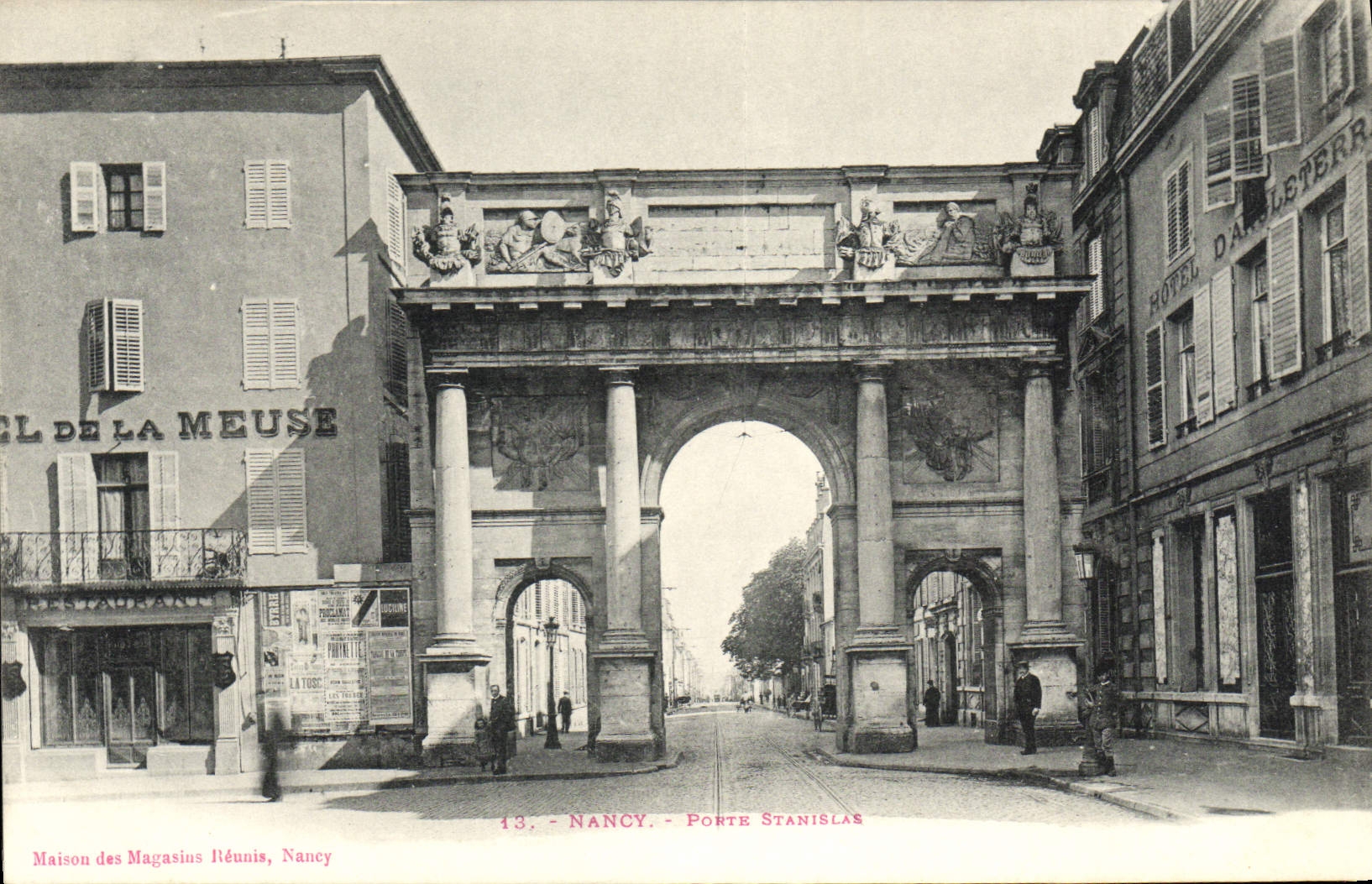 CPA Nancy Porte Stanislas Hotel de la Meuse Hotel d'Angleterre