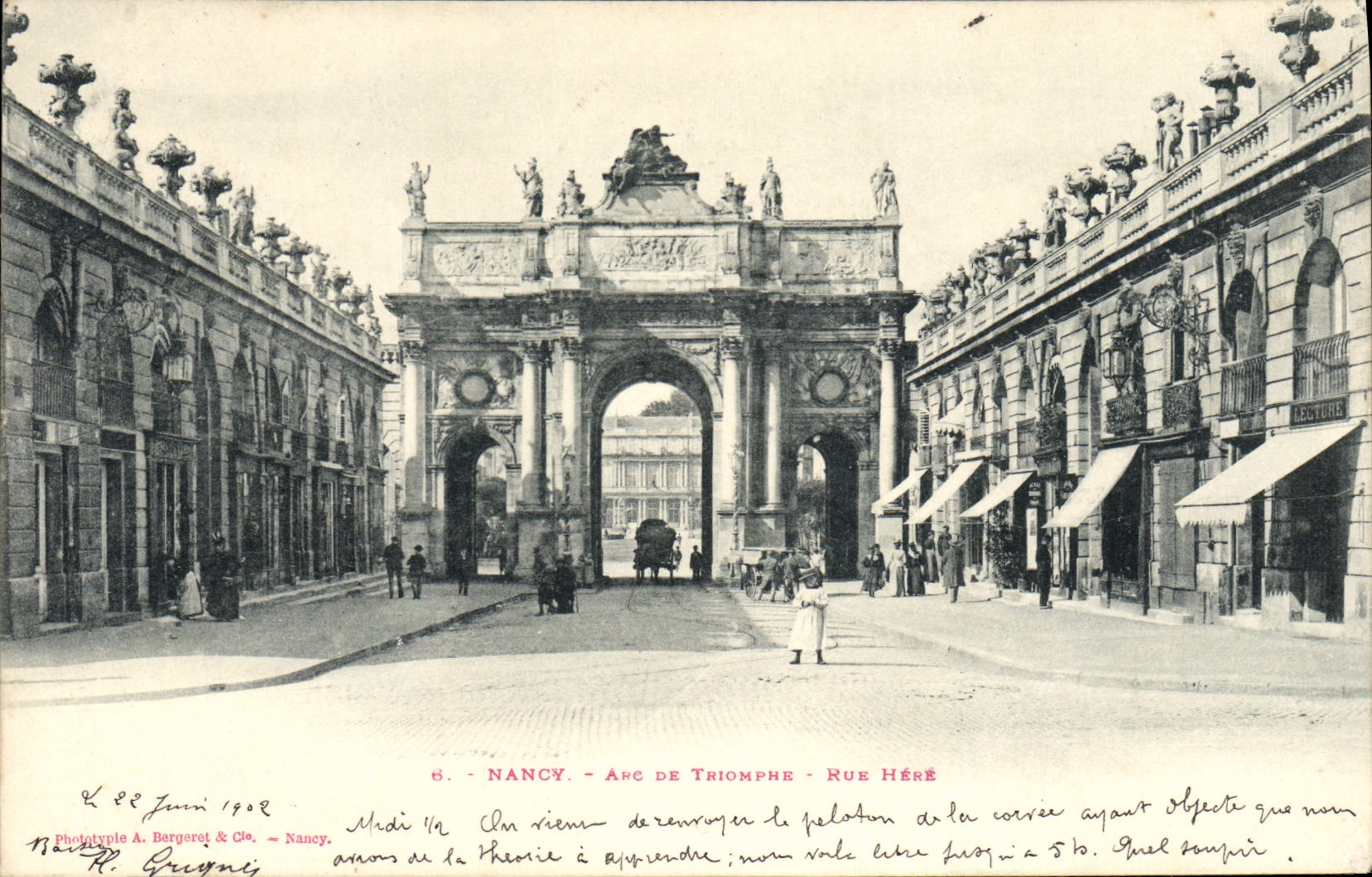 CPA Nancy Arc De Trionphe Rue Here