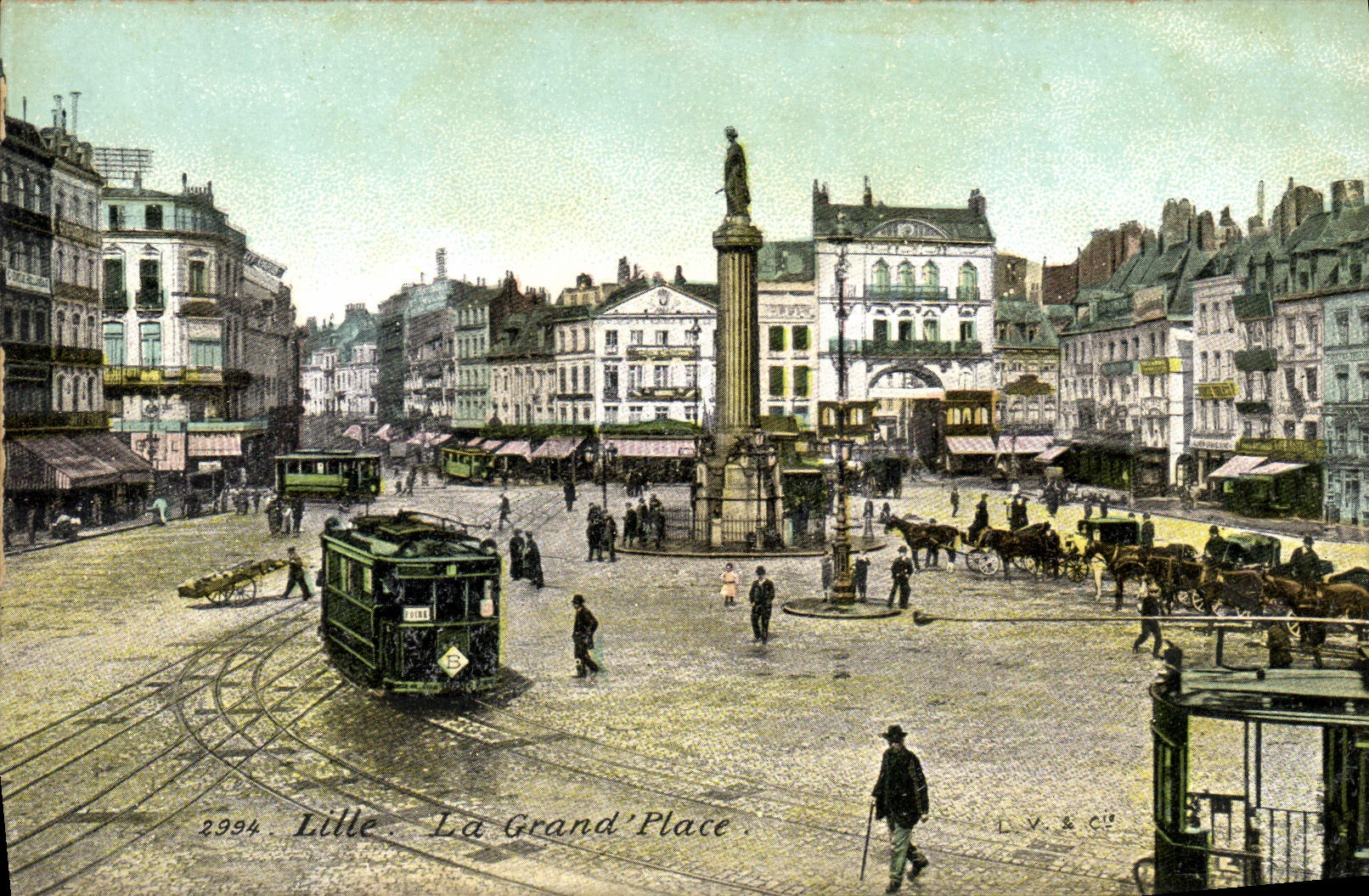 CPA Lille La Grand Place Tramway