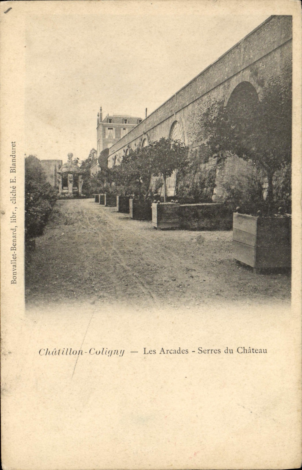 VINTAGE POSTCARD Chatillon Coligny the Arcades Greenhouses Of the Castle