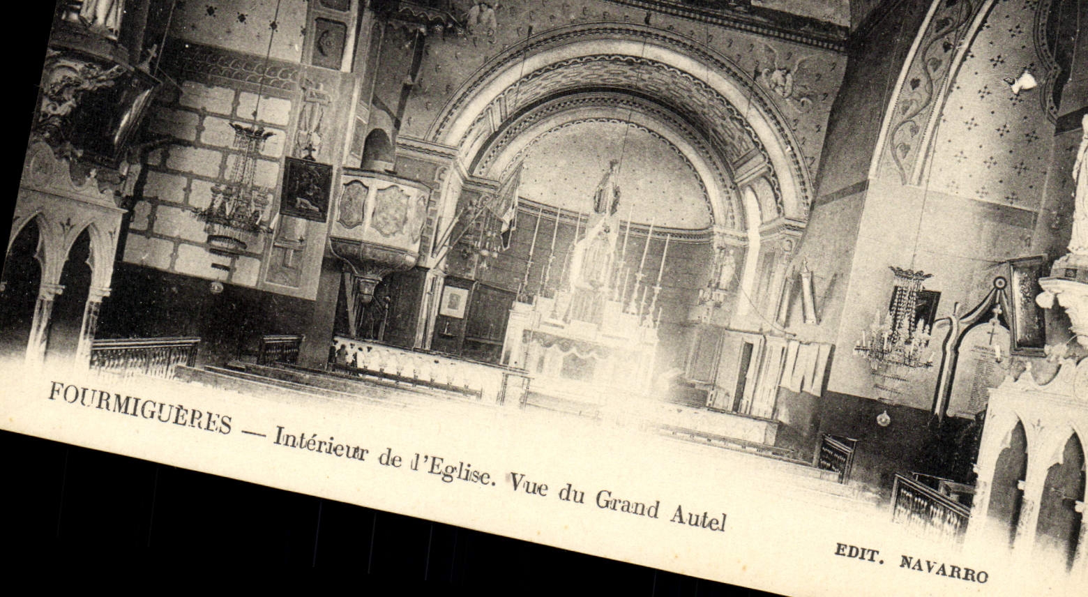 VINTAGE POSTCARD Interior Fourmigueres Of the Church Seen Of the Large Furnace bridge