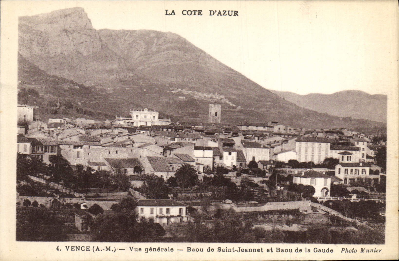 POSTAL de la VENDIMIA la dimensión de Vence azul View Baou De Saint Jeannet y Baou de Gaude
