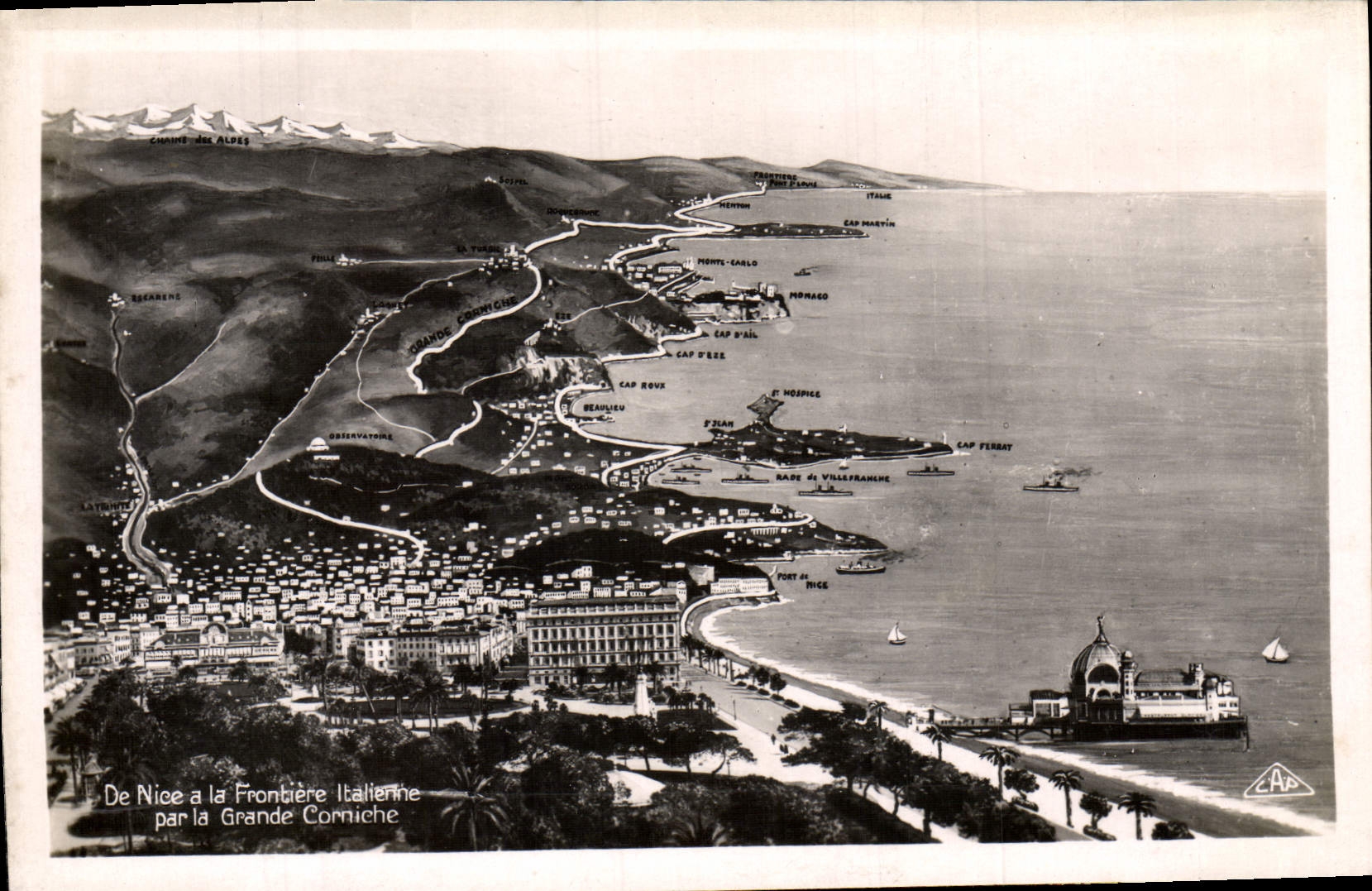 CPA De Nice A La Frontiere italienne Par La Grande Corniche