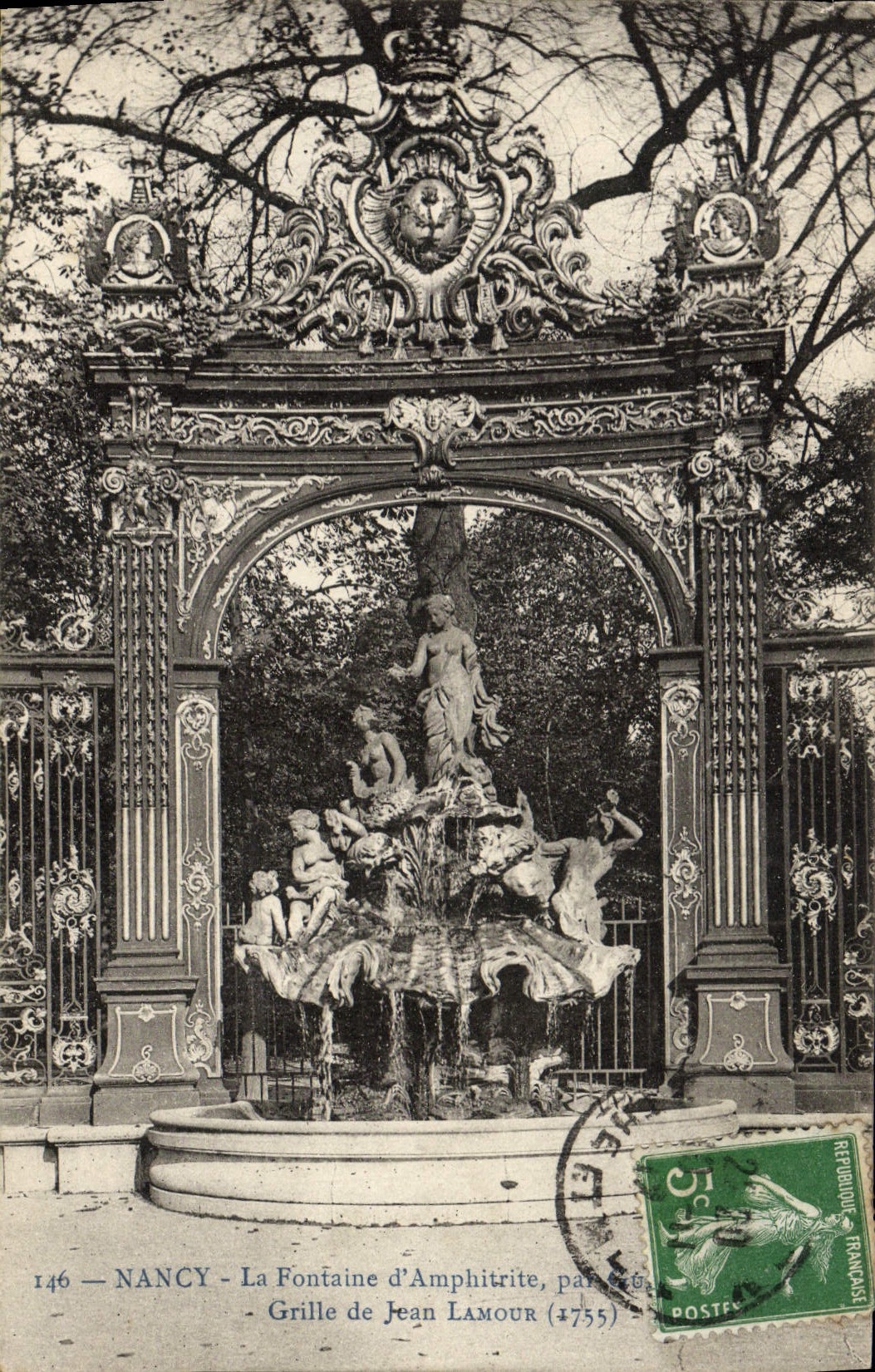 CPA Nancy La Fontaine D'Amphitrite Grille De Jean Lamour