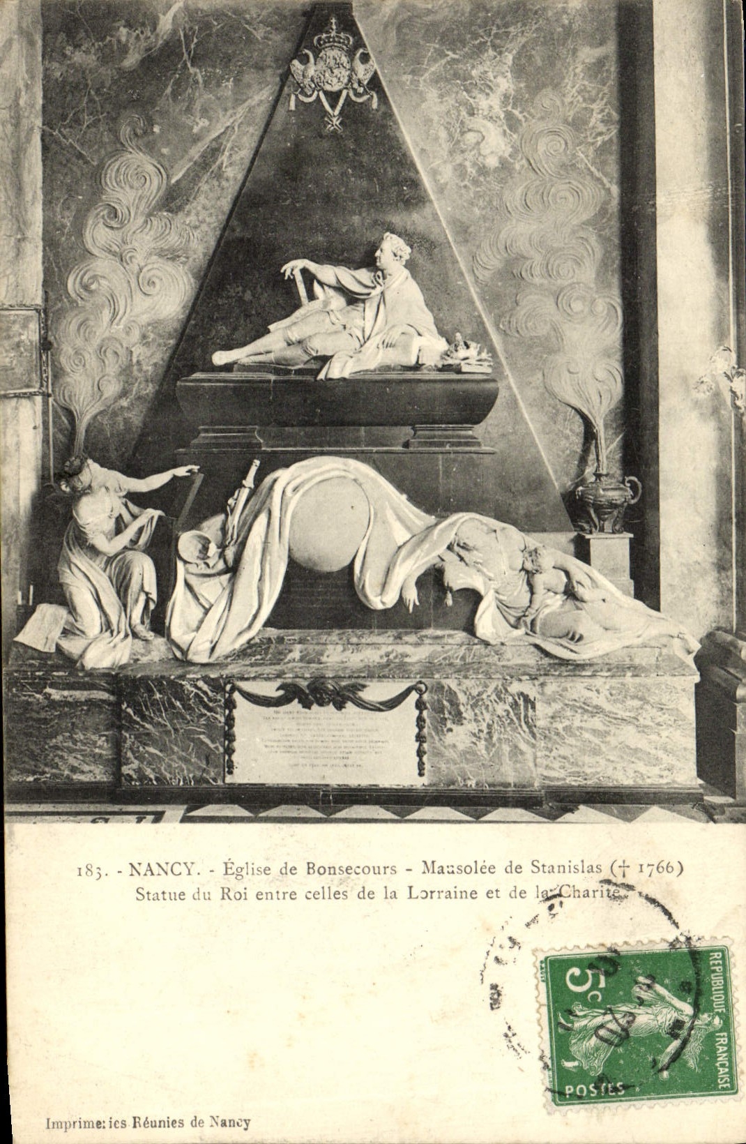 CPA Nancy Eglise De Bonsecours Mausolee De Stanislas Statue Du Roi Entre Celles De La Lorraine Et De La Charite