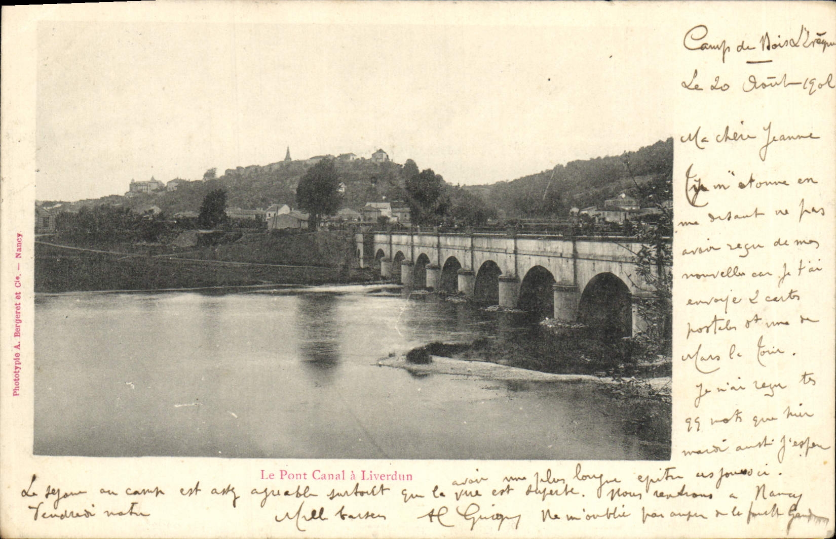 VINTAGE POSTCARD the Bridge Canal has Liverdun