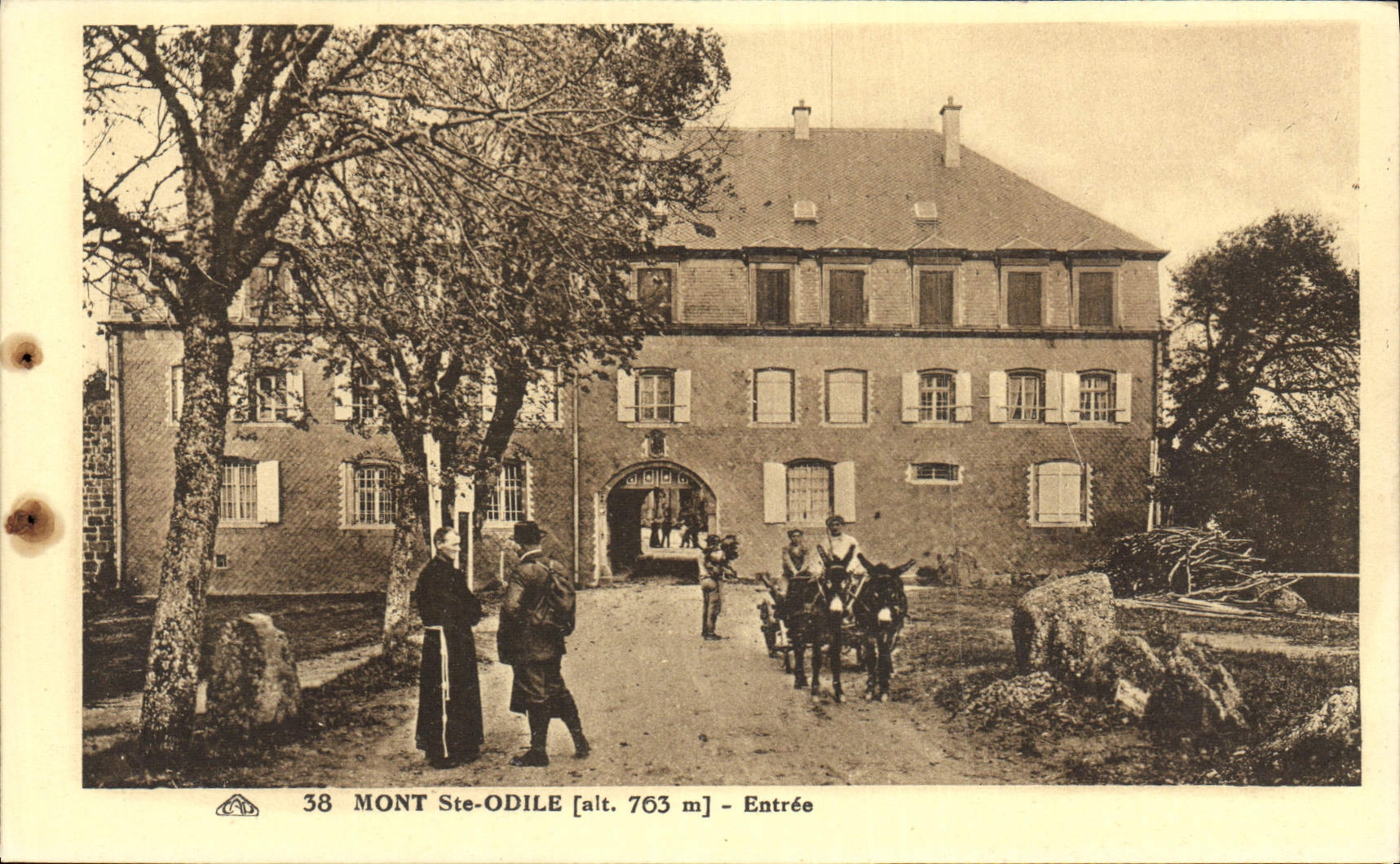 POSTAL Mont co de la VENDIMIA. El coche de la entrada de Odile tiene asno