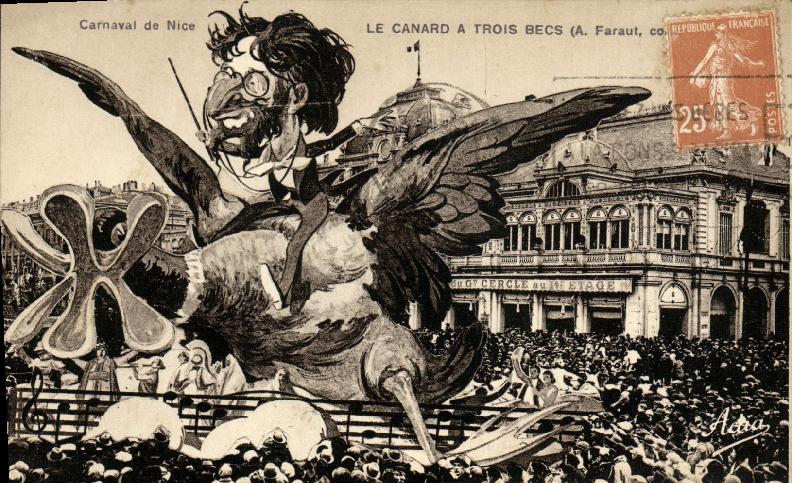 VINTAGE POSTCARD Carnaval Of Nice the Duck has Three Nozzles Carnival