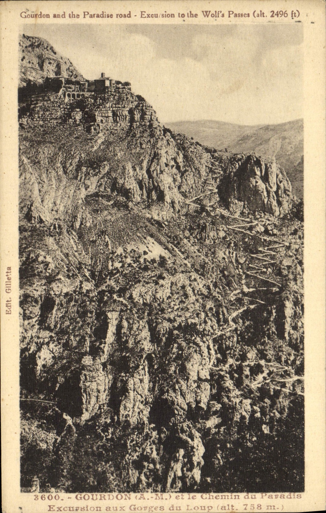VINTAGE POSTCARD Gourdon And the Way Of the Excurstion Paradise at the Falls Of the Wolf