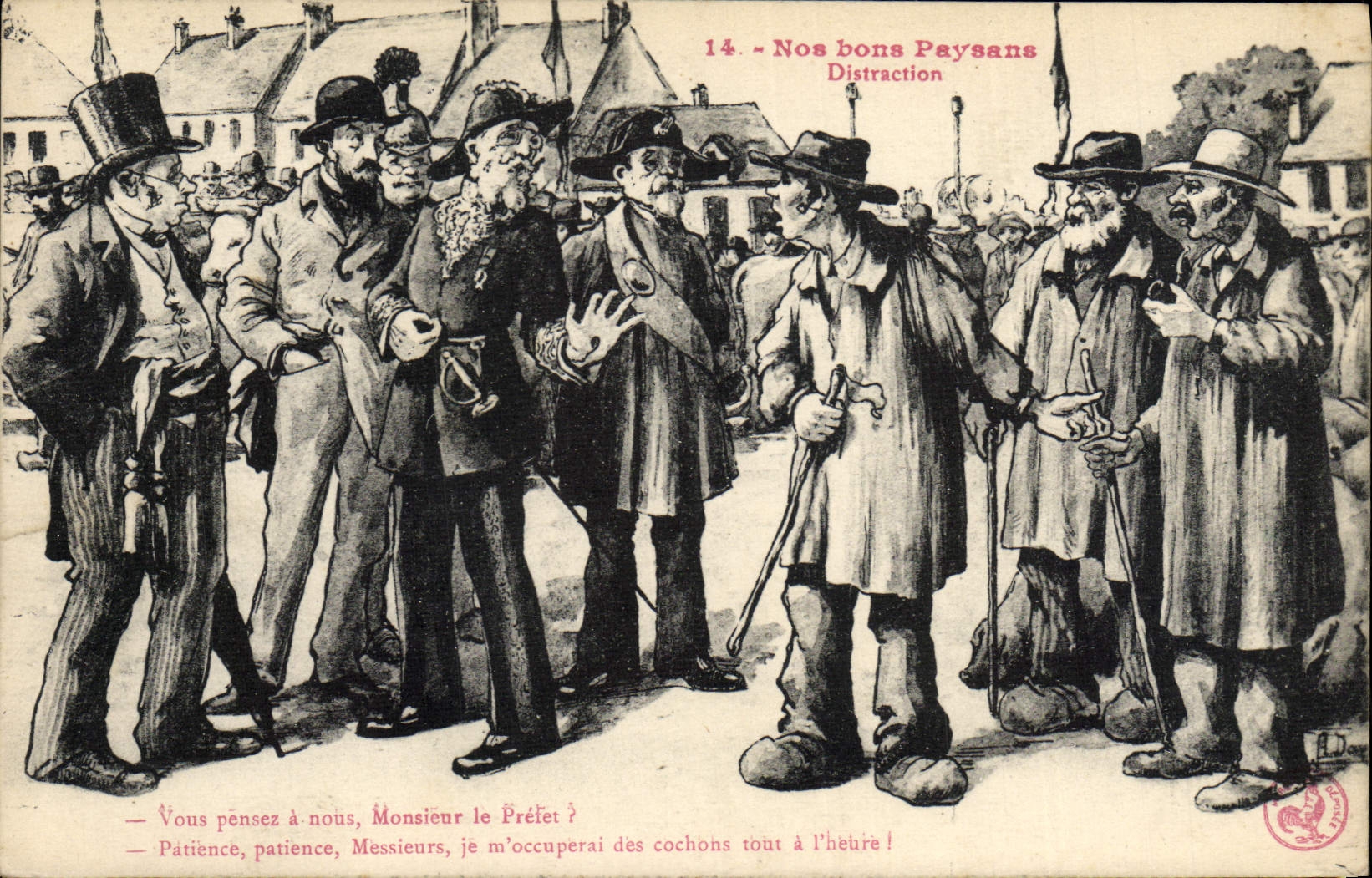 CPA Non Bons Paysans Vous Pensez a Nous Distraction Folklore