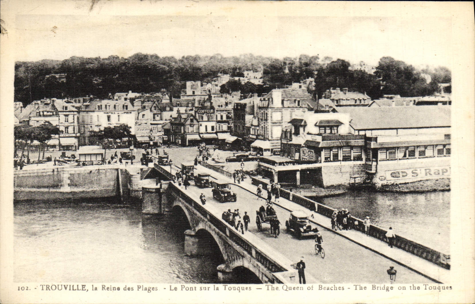 POSTAL Trouville de la VENDIMIA la reina de las playas el puente en los tambores