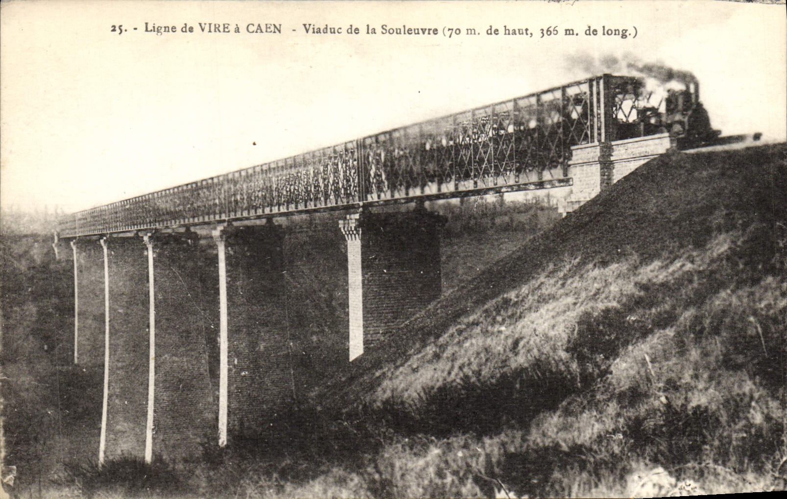 VINTAGE POSTCARD Ligne Of Transfers has Caen Viaduc Of Souleuvre Train