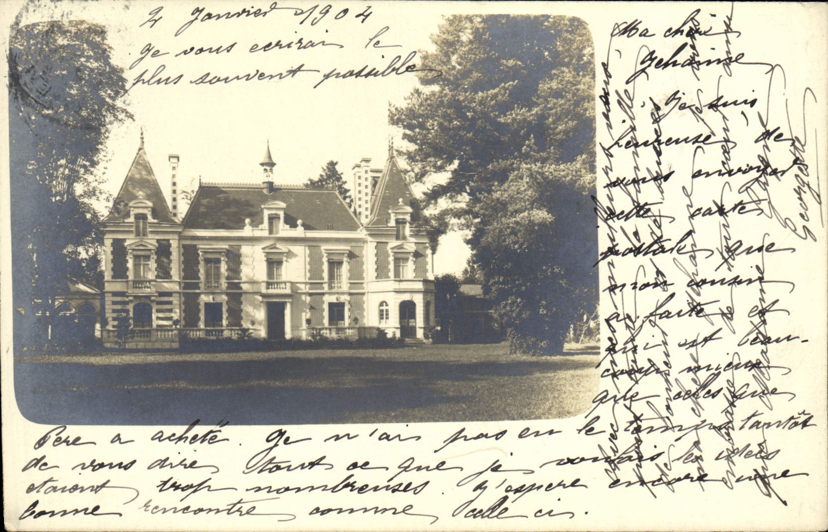 Real photo Castle in the Sarthe Mans