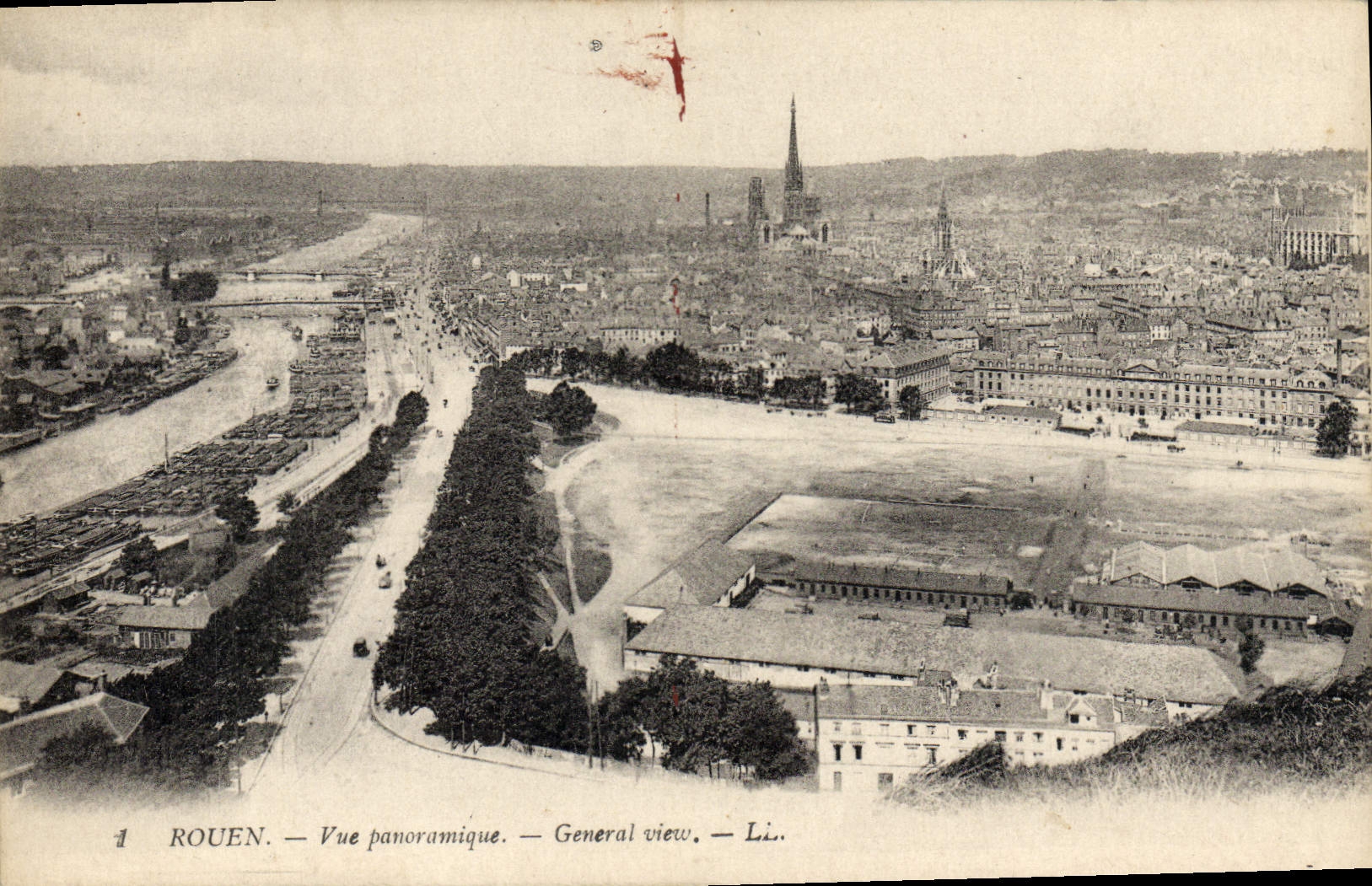 VINTAGE POSTCARD Rouen Panoramic View General