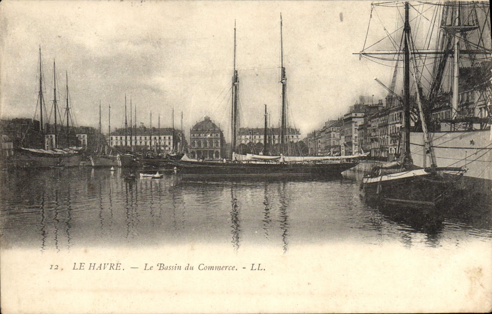 POSTAL Le Havre de la VENDIMIA el lavabo los barcos comerciales