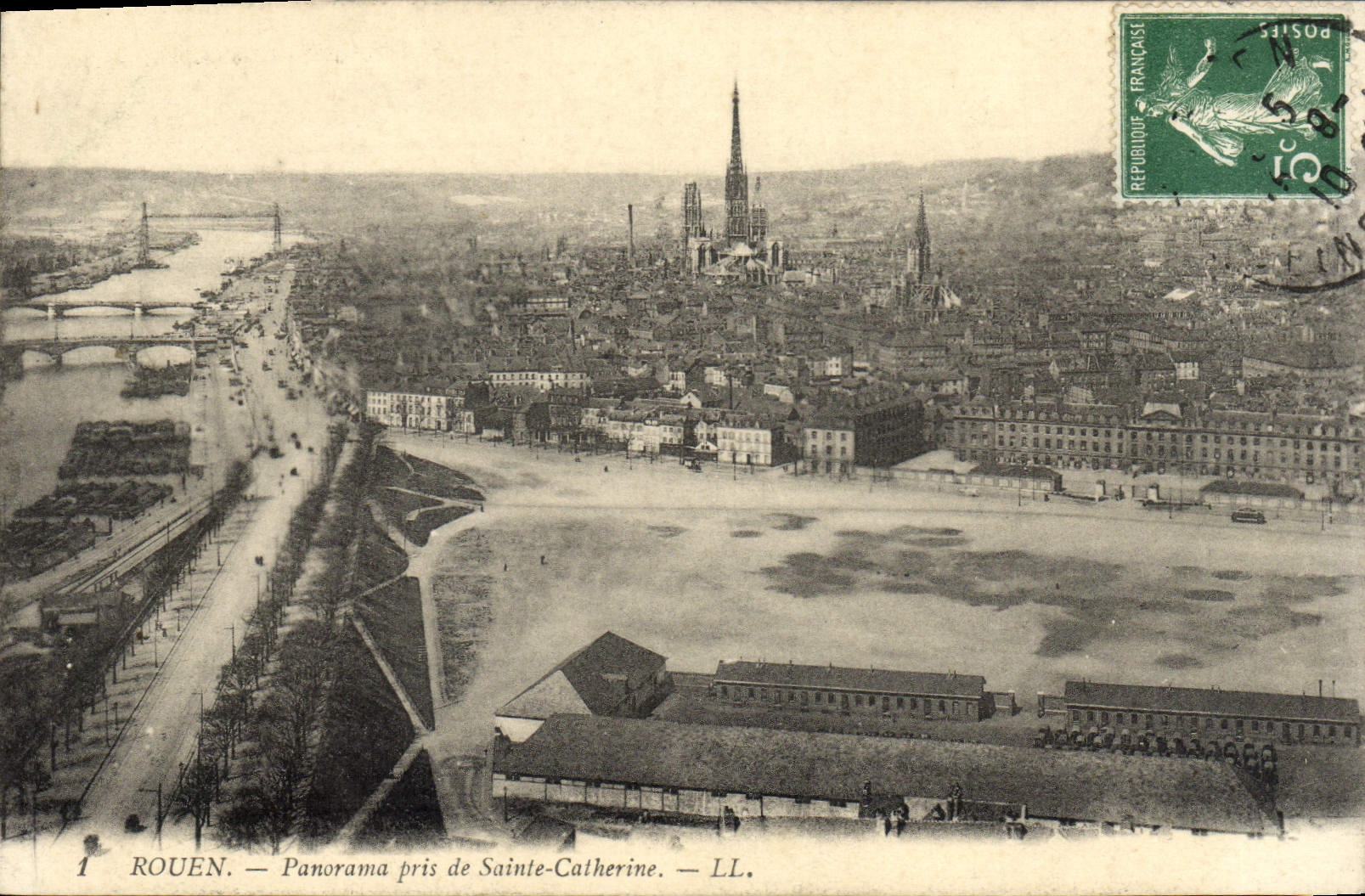 VINTAGE POSTCARD Rouen Panorama Taken of Sainte Catherine