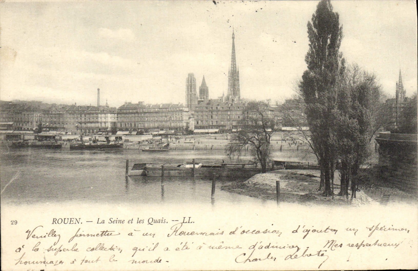 VINTAGE POSTCARD Rouen the Seine and Quays