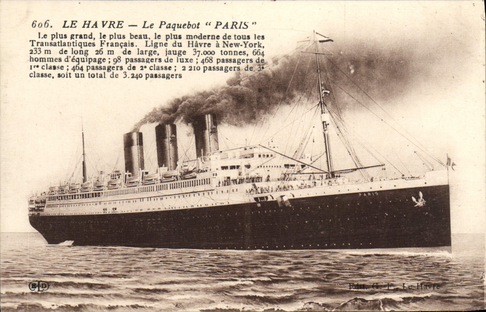 CPA Le Havre Le Paquebot Paris Bateau 