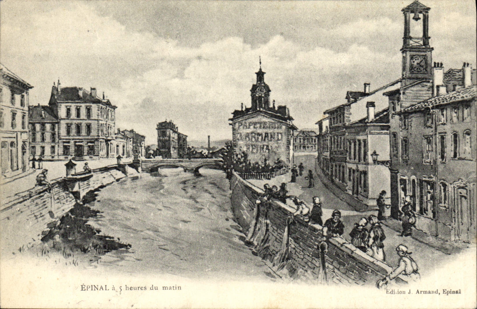 La POSTAL Epinal de la VENDIMIA tiene 5 horas de la mañana de Lavandieres