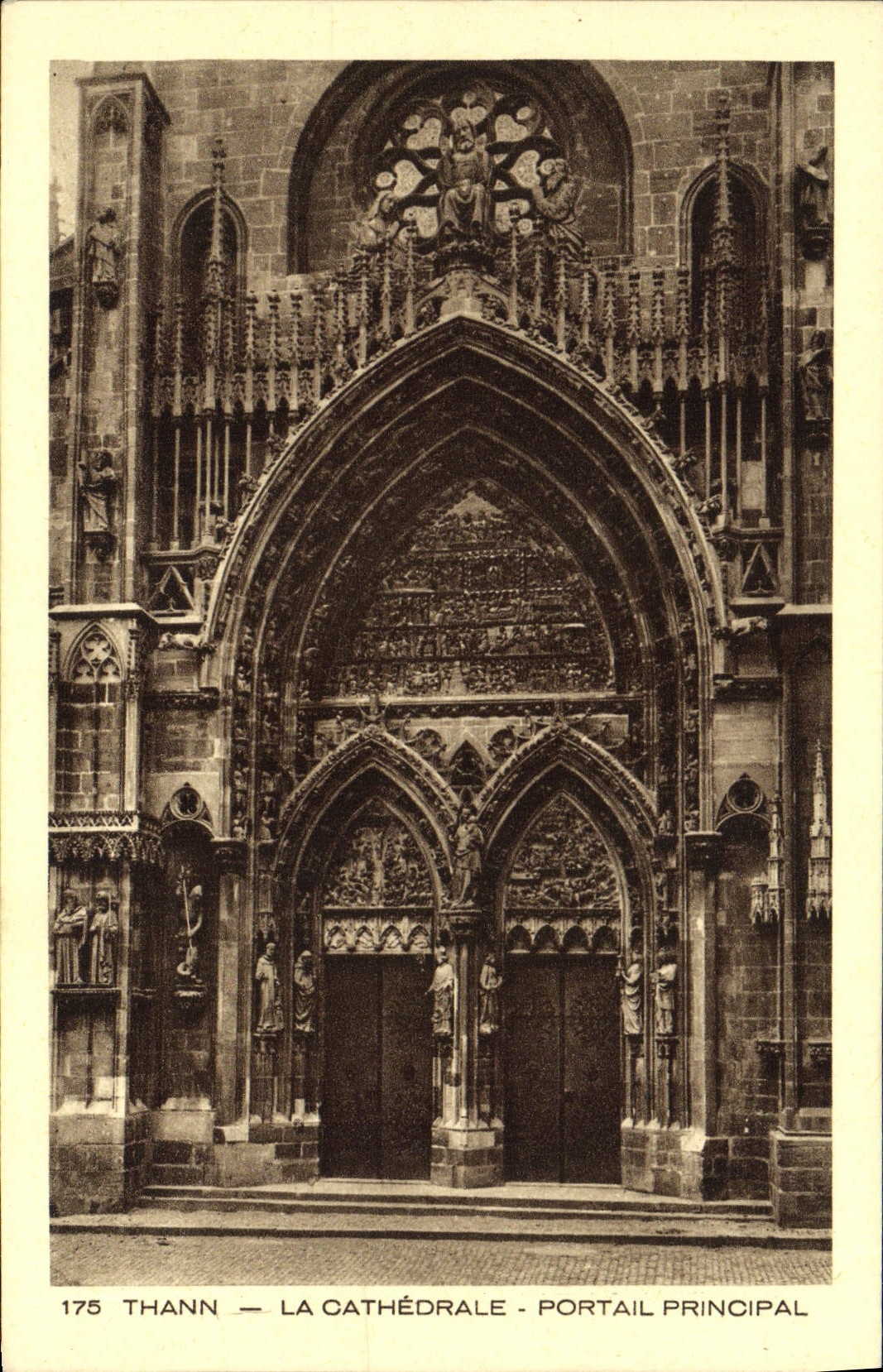 VINTAGE POSTCARD Thann the Cathedral Principal Gate