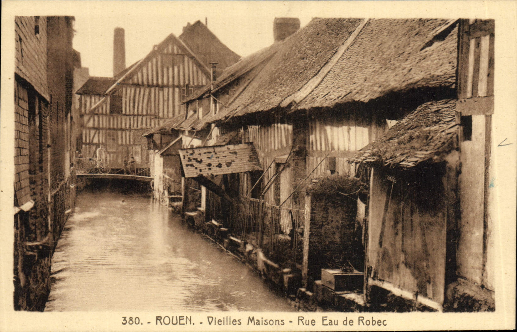 VINTAGE POSTCARD Rouen Old women Houses Street Ean de Robec