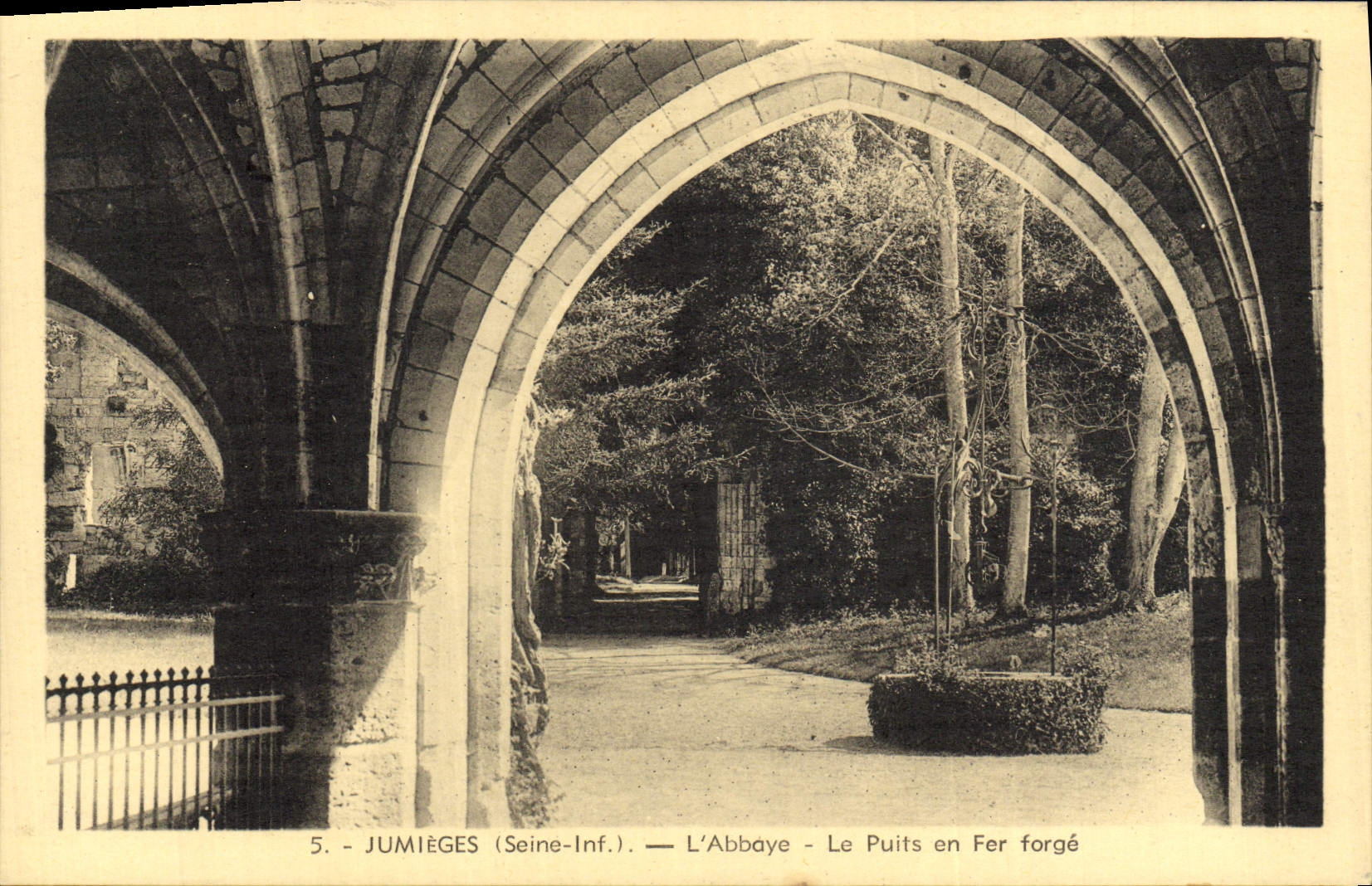 VINTAGE POSTCARD Jumieges the Abbey the Wrought iron Well