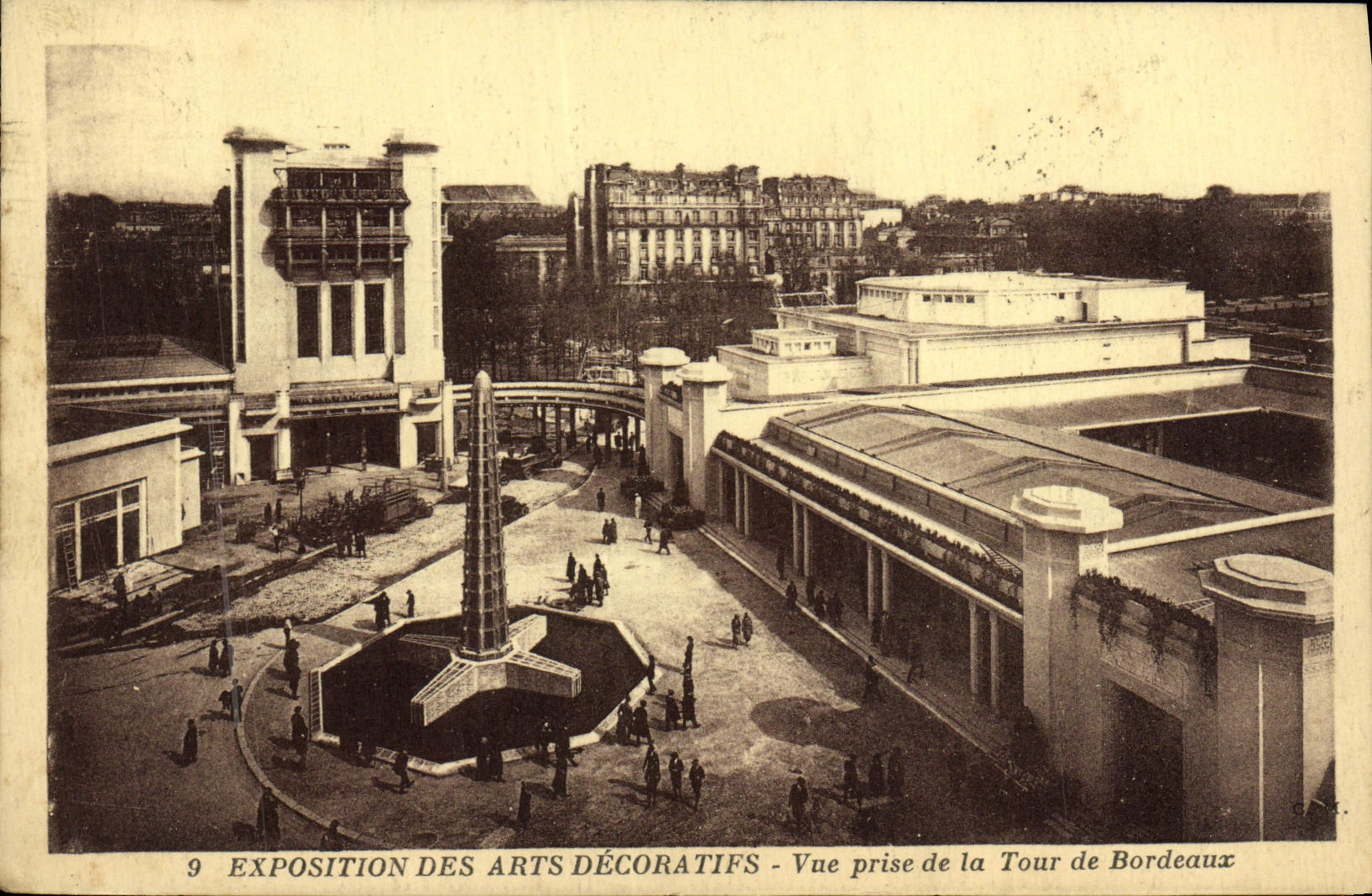 Feria de París de la POSTAL de la VENDIMIA de artes decorativos vista de la torre de Burdeos