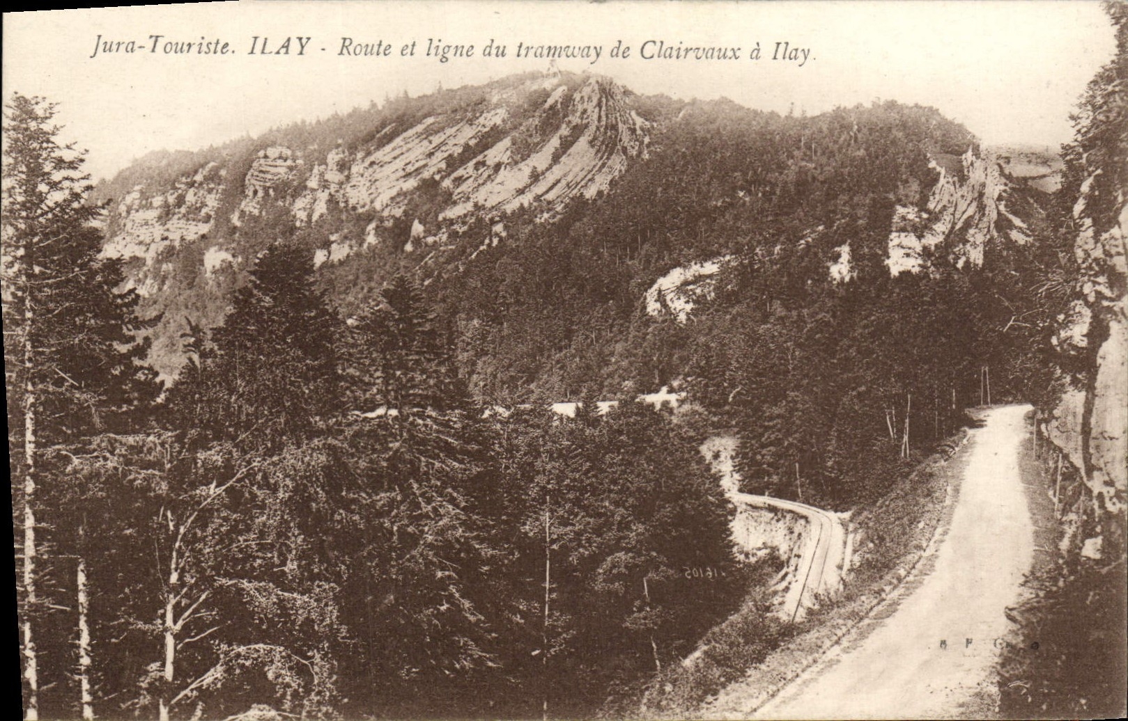 VINTAGE POSTCARD the Jura Touriste Ilay Coils and line of the tram of Clairvaix has Ilay
