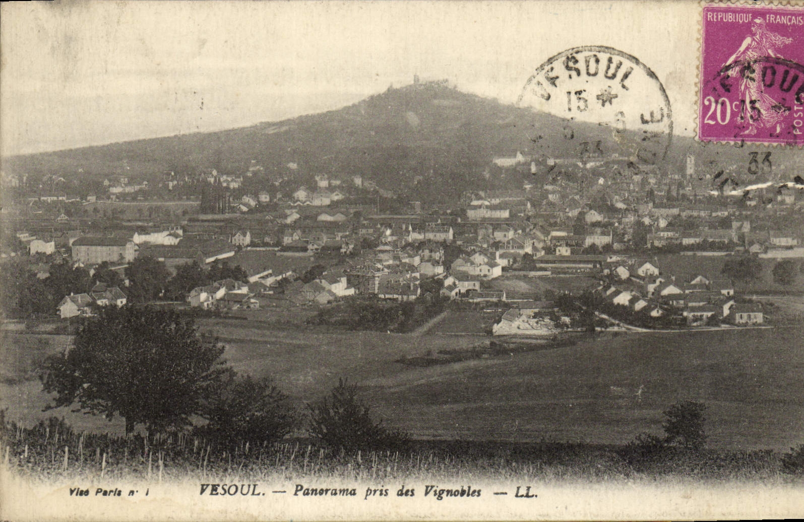 VINTAGE POSTCARD Vesoul Panorama taken of the Vineyards