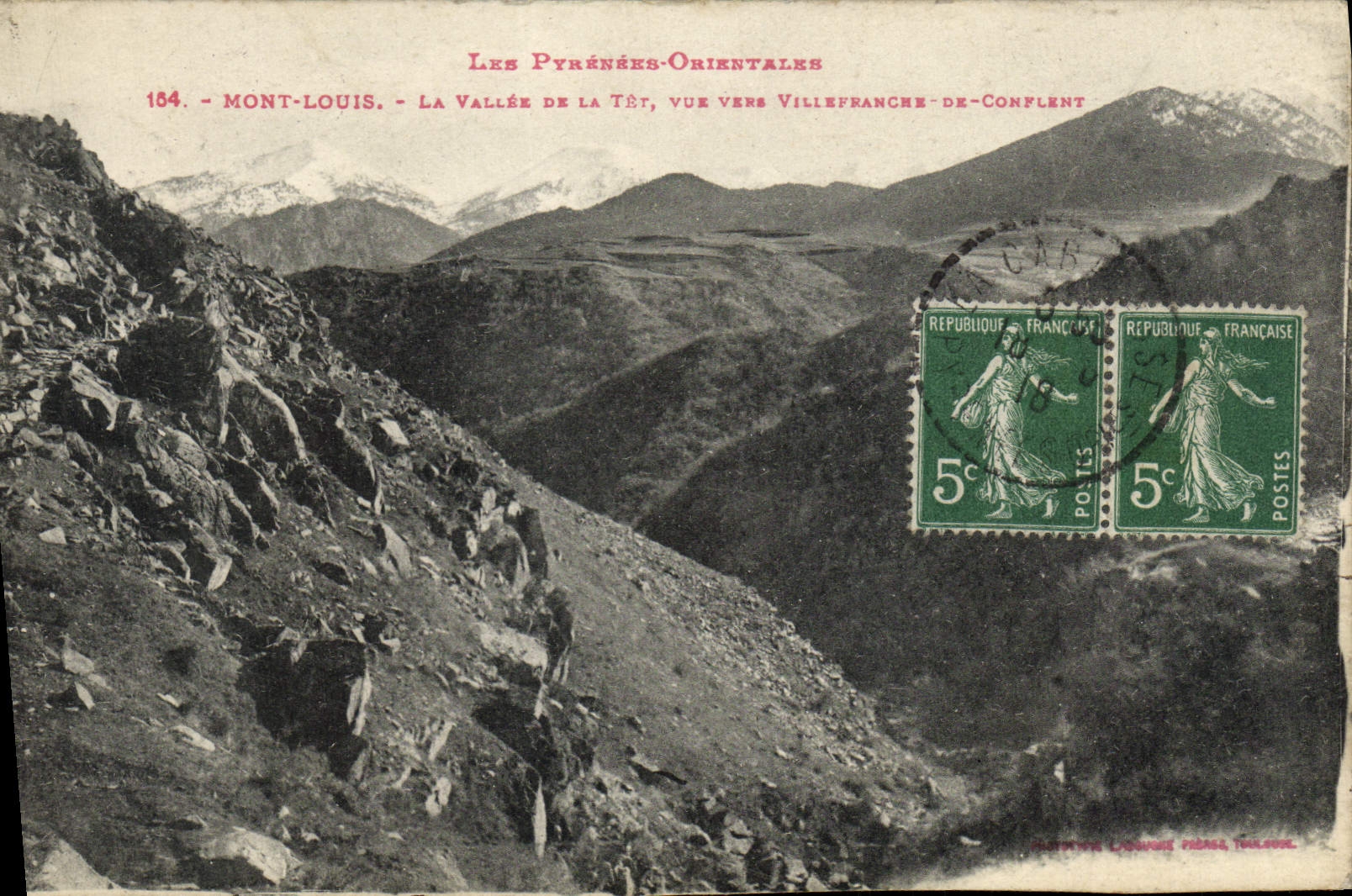 VINTAGE POSTCARD Louis Mount the Valley Of the Small fireclay cup Seen towards Villefrance de Conflent