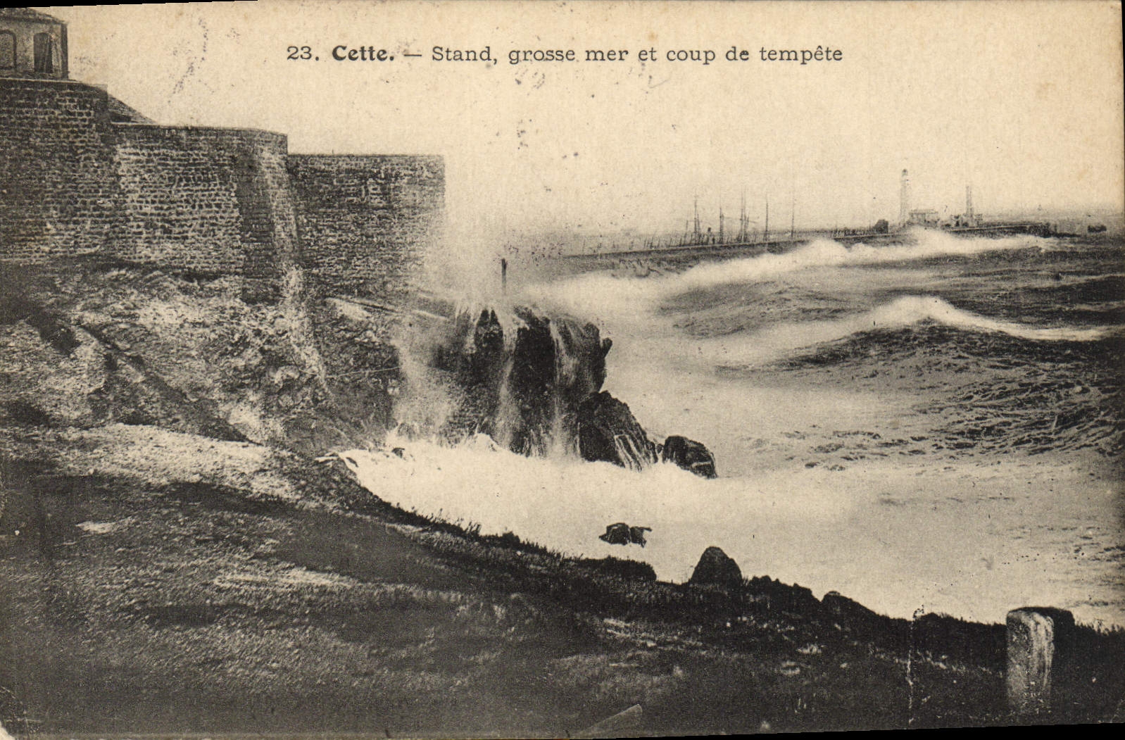 CPA Cette Stand Grose mer et coup de tempete