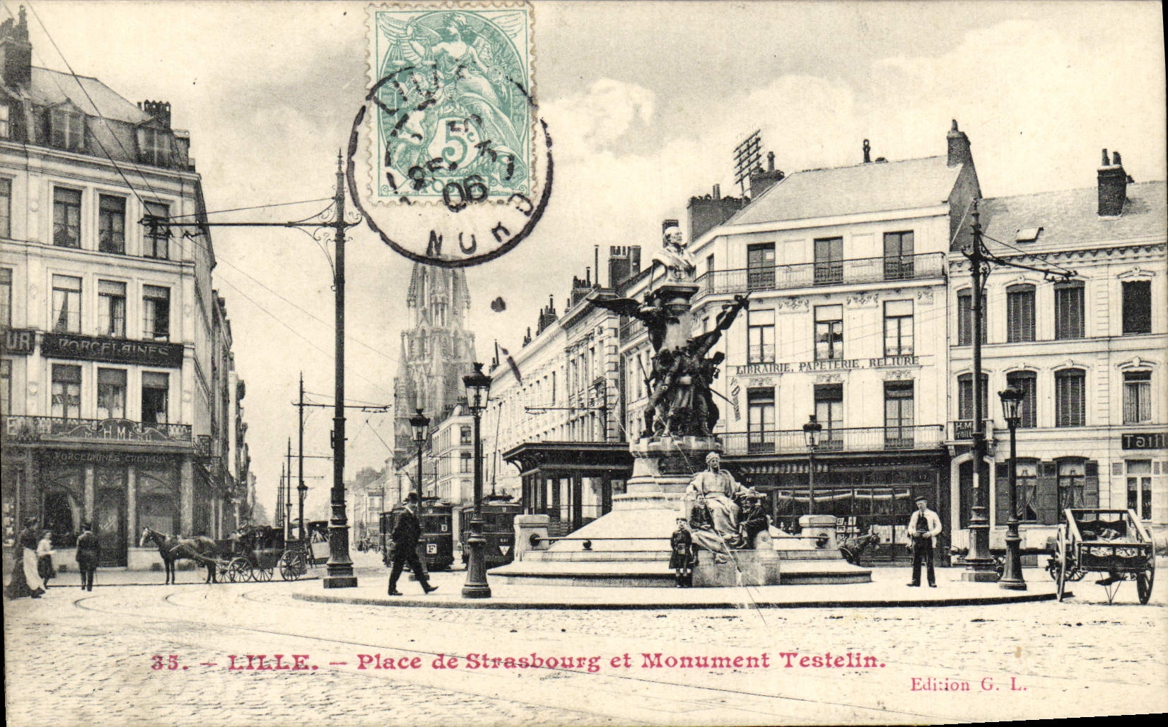 VINTAGE POSTCARD Lille Places Of Strasbourg And Monument Testelin
