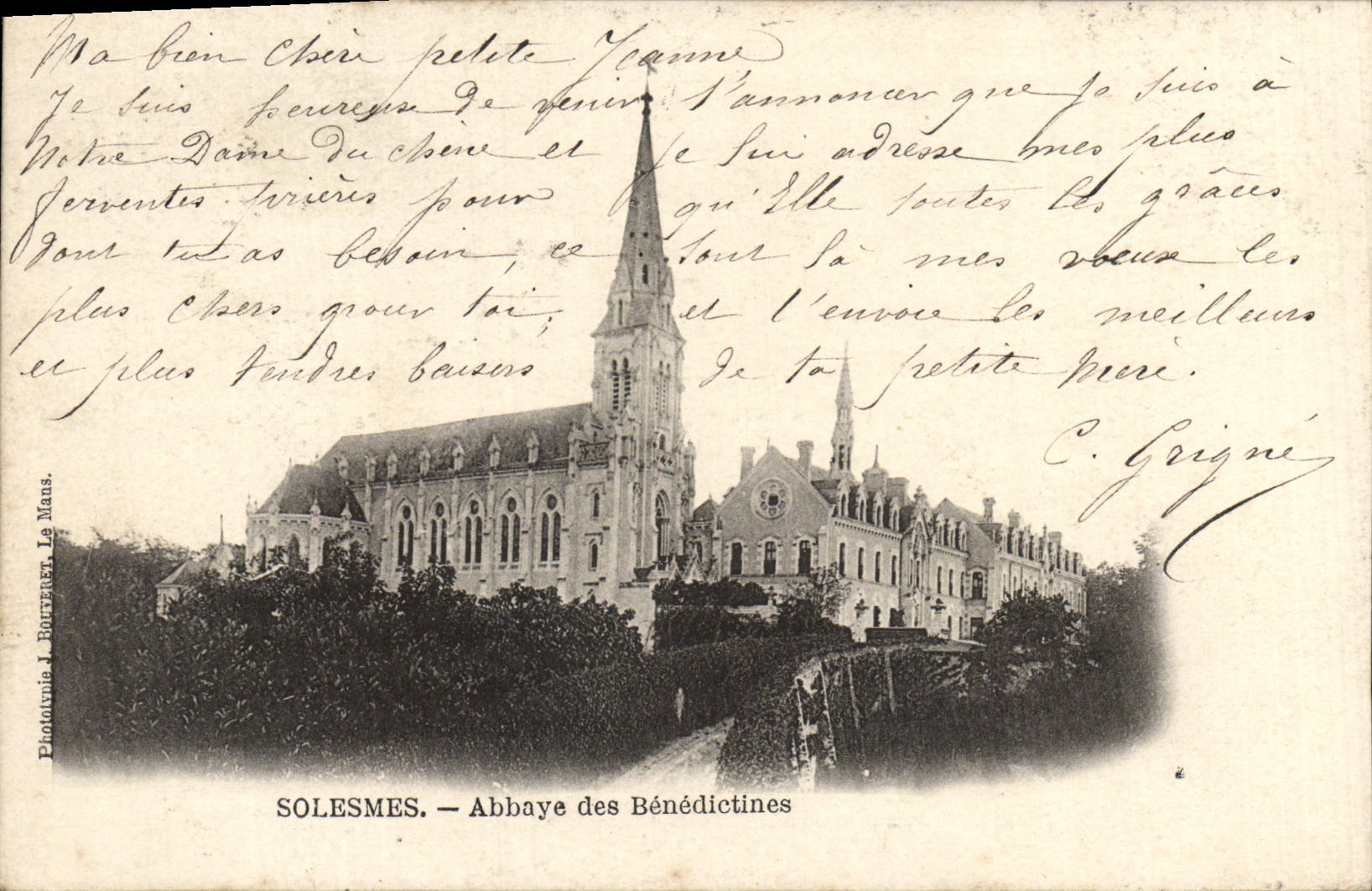 VINTAGE POSTCARD Solesmes Abbey of Benedictines
