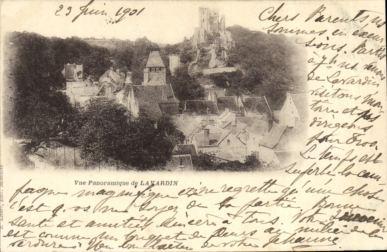 VINTAGE POSTCARD Lavardin Panoramic View