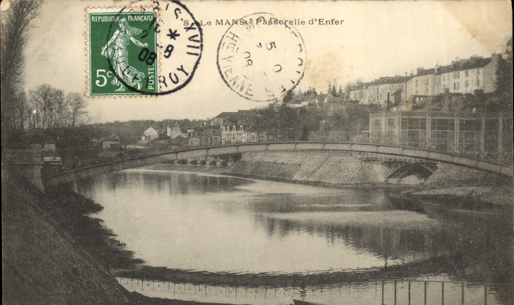 VINTAGE POSTCARD Mans the footbridge of hell