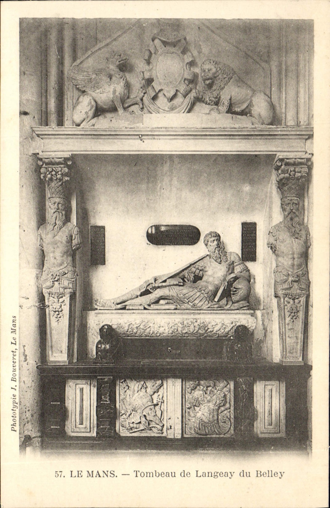 VINTAGE POSTCARD Mans Tomb of Langeay Of Belley Lion