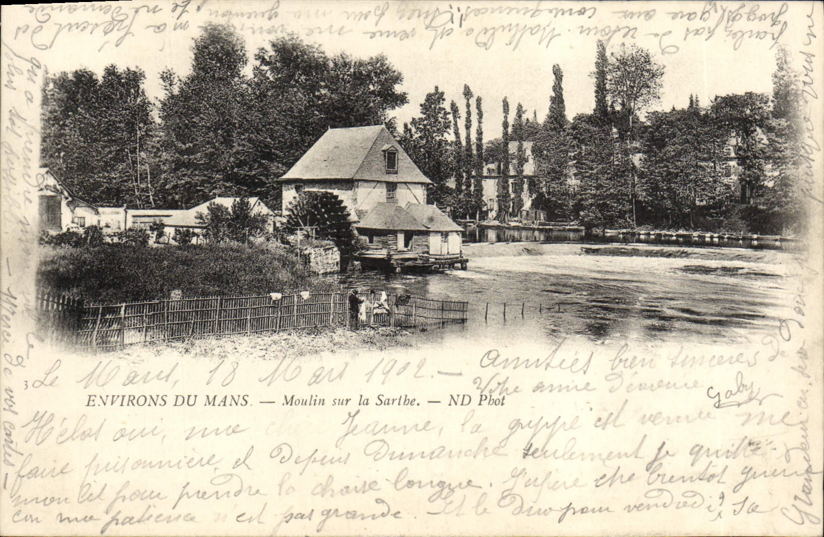 VINTAGE POSTCARD Mans Mill on the Sarthe