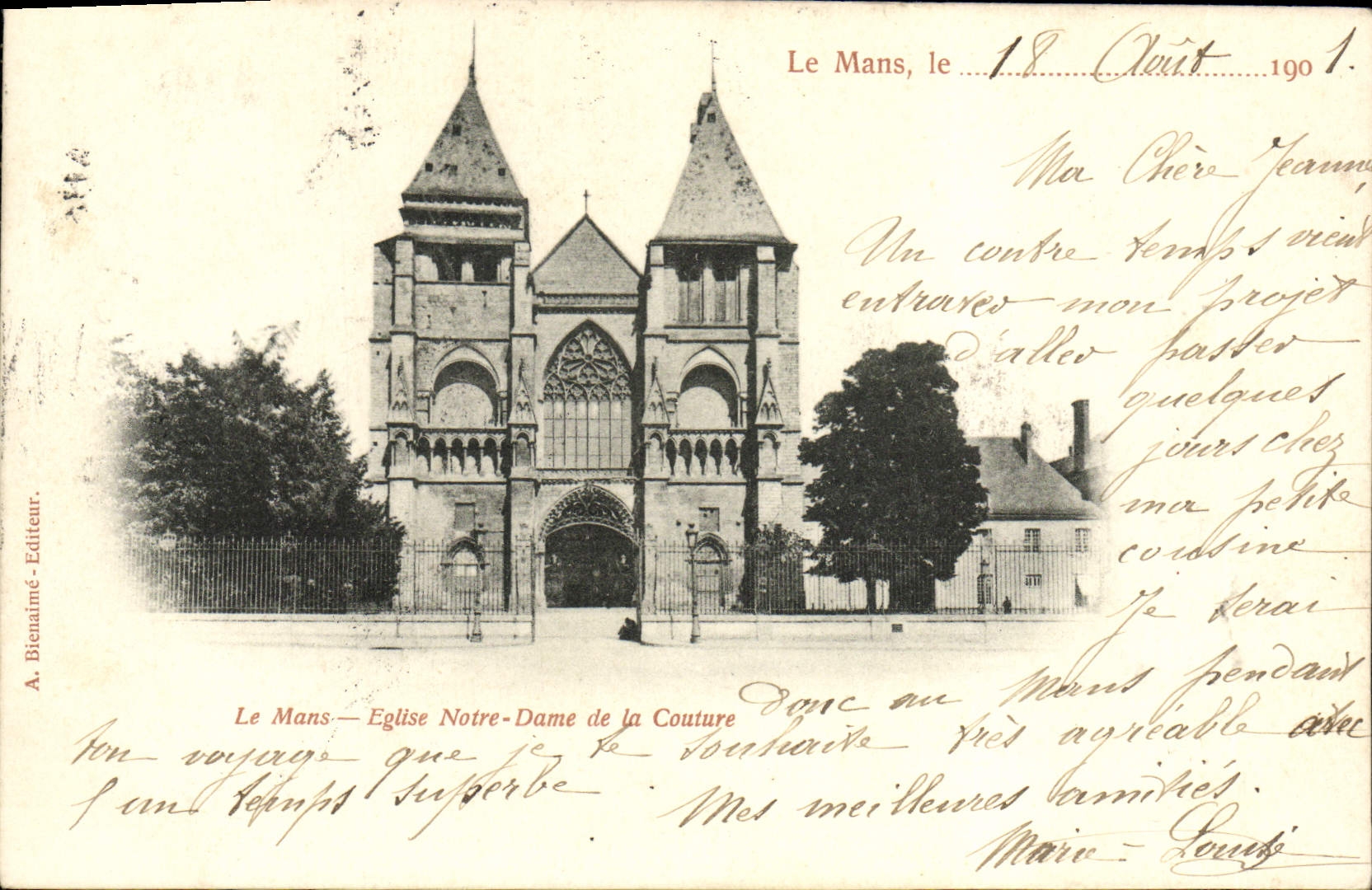 VINTAGE POSTCARD Mans Notre Dame Church of the Seam