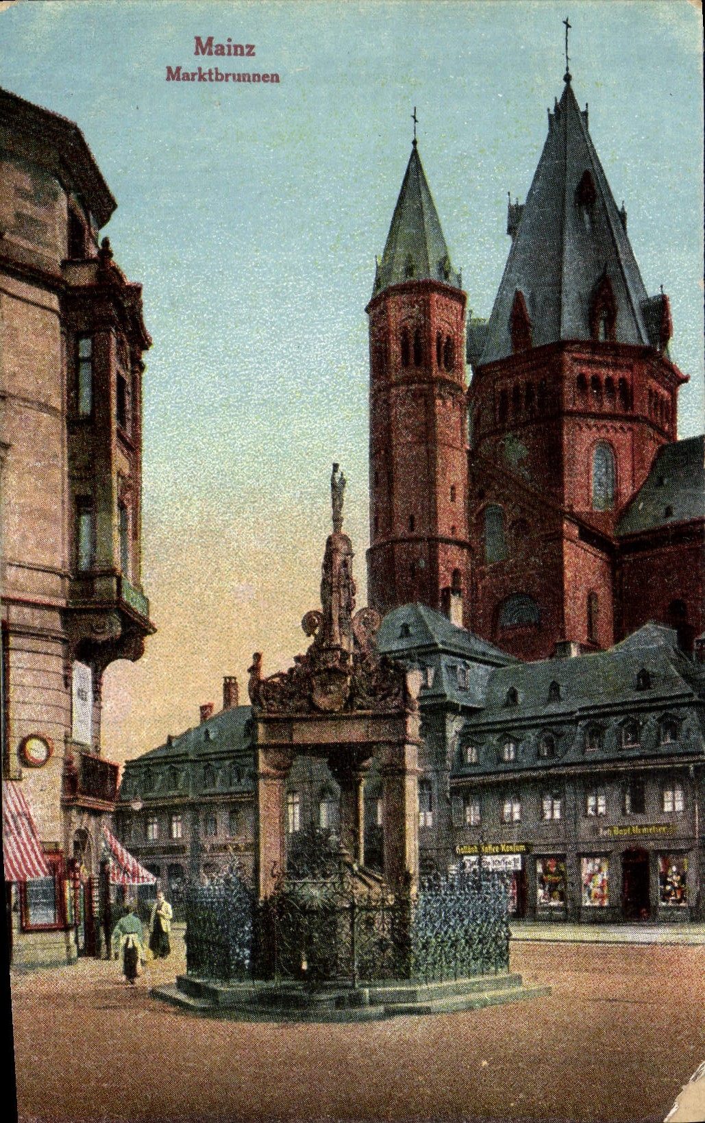 VINTAGE POSTCARD Mainz Marktbrunnen