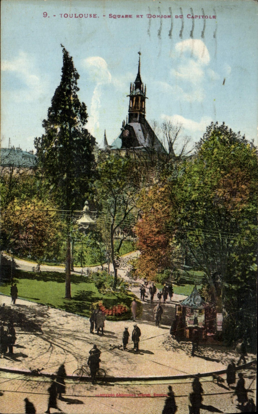 Jardín público de Toulouse de la POSTAL de la VENDIMIA y subsistencia del capitole