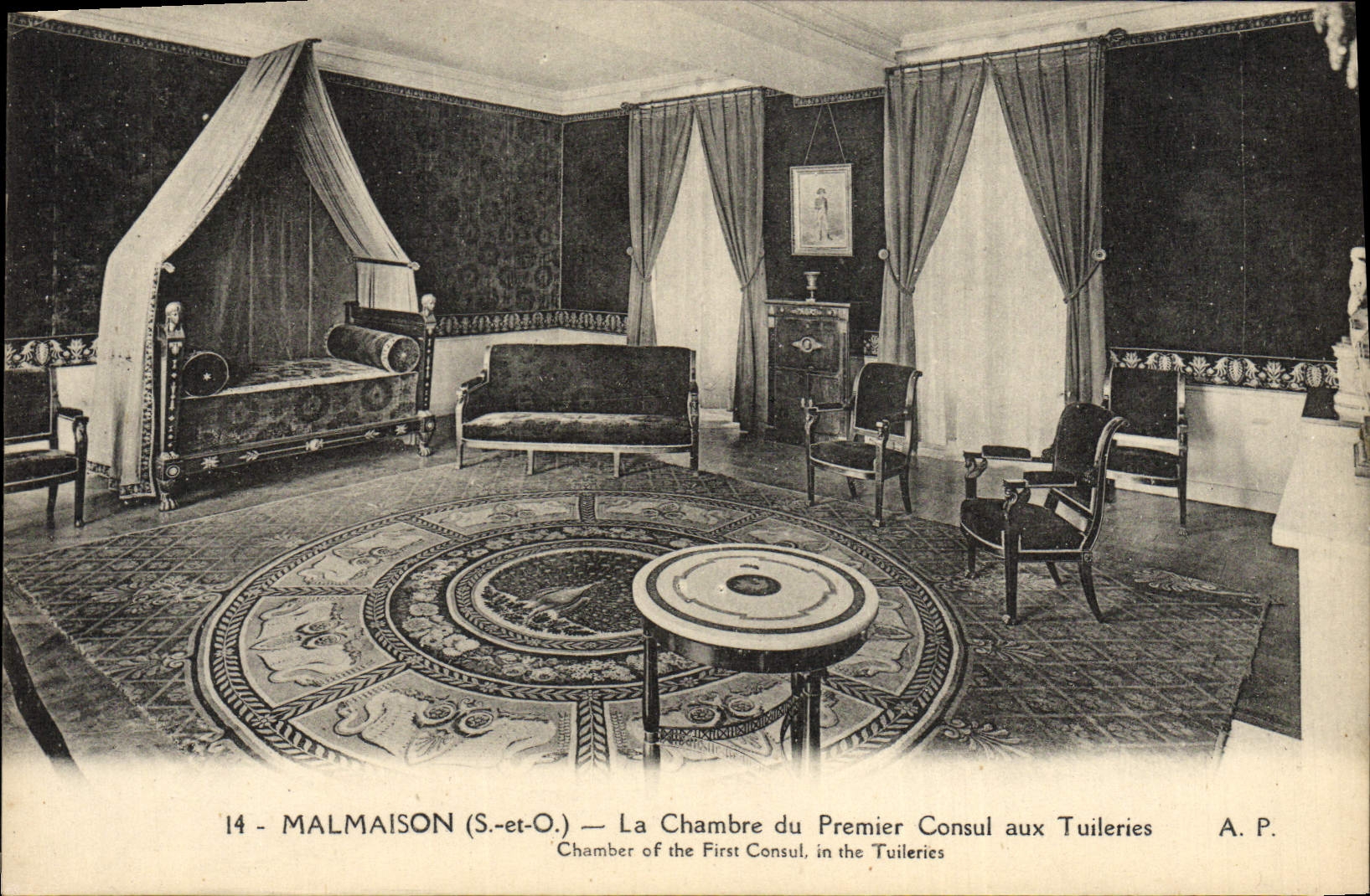 VINTAGE POSTCARD Malmaison the Room of the First Consul To Napoleon Tileries