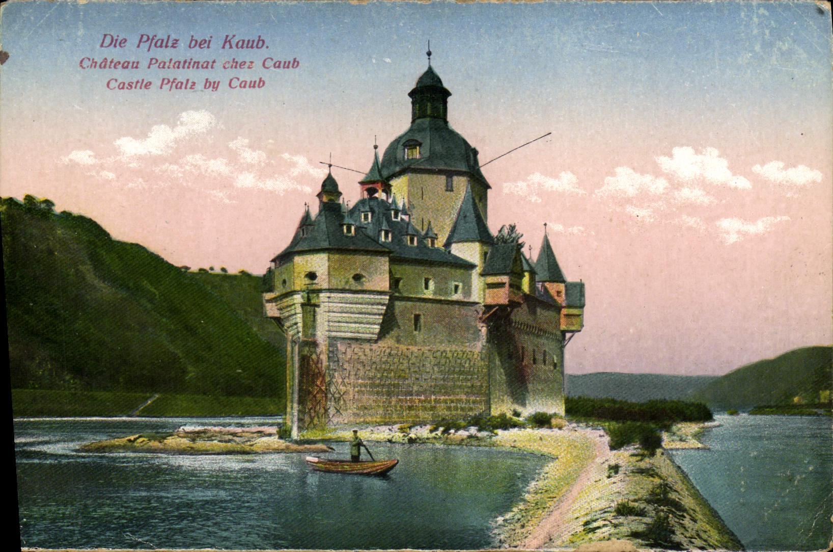 VINTAGE POSTCARD Die Pfalz EIB Kaub Palatinat Castle At Caub