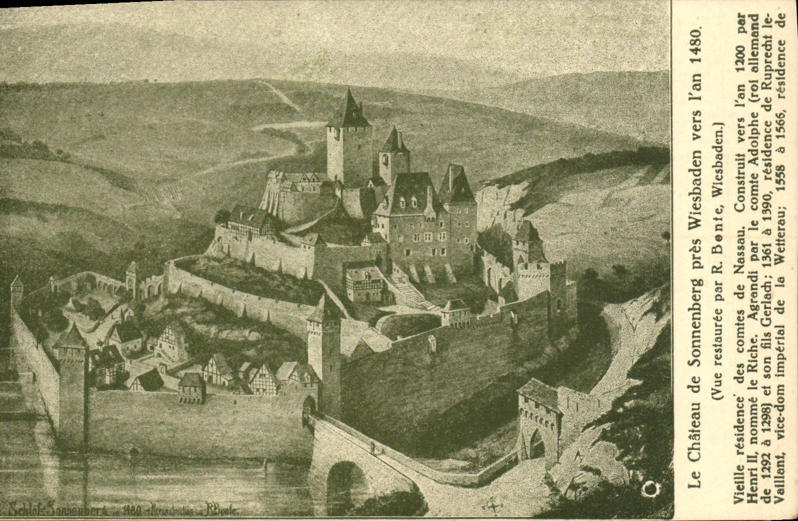 VINTAGE POSTCARD the Castle of Close Wiesbaden