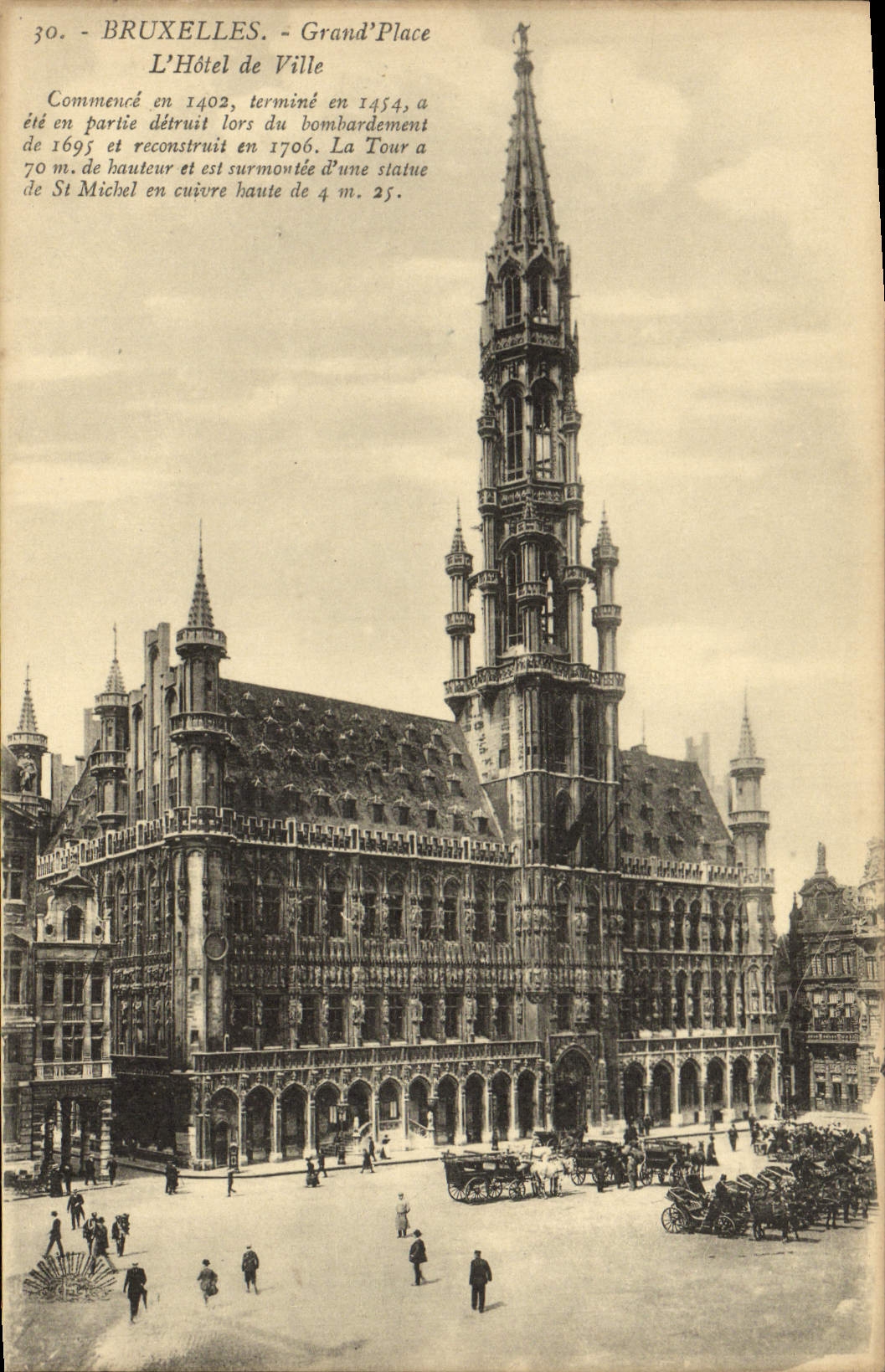 VINTAGE POSTCARD Brussels Grand Places the Town hall