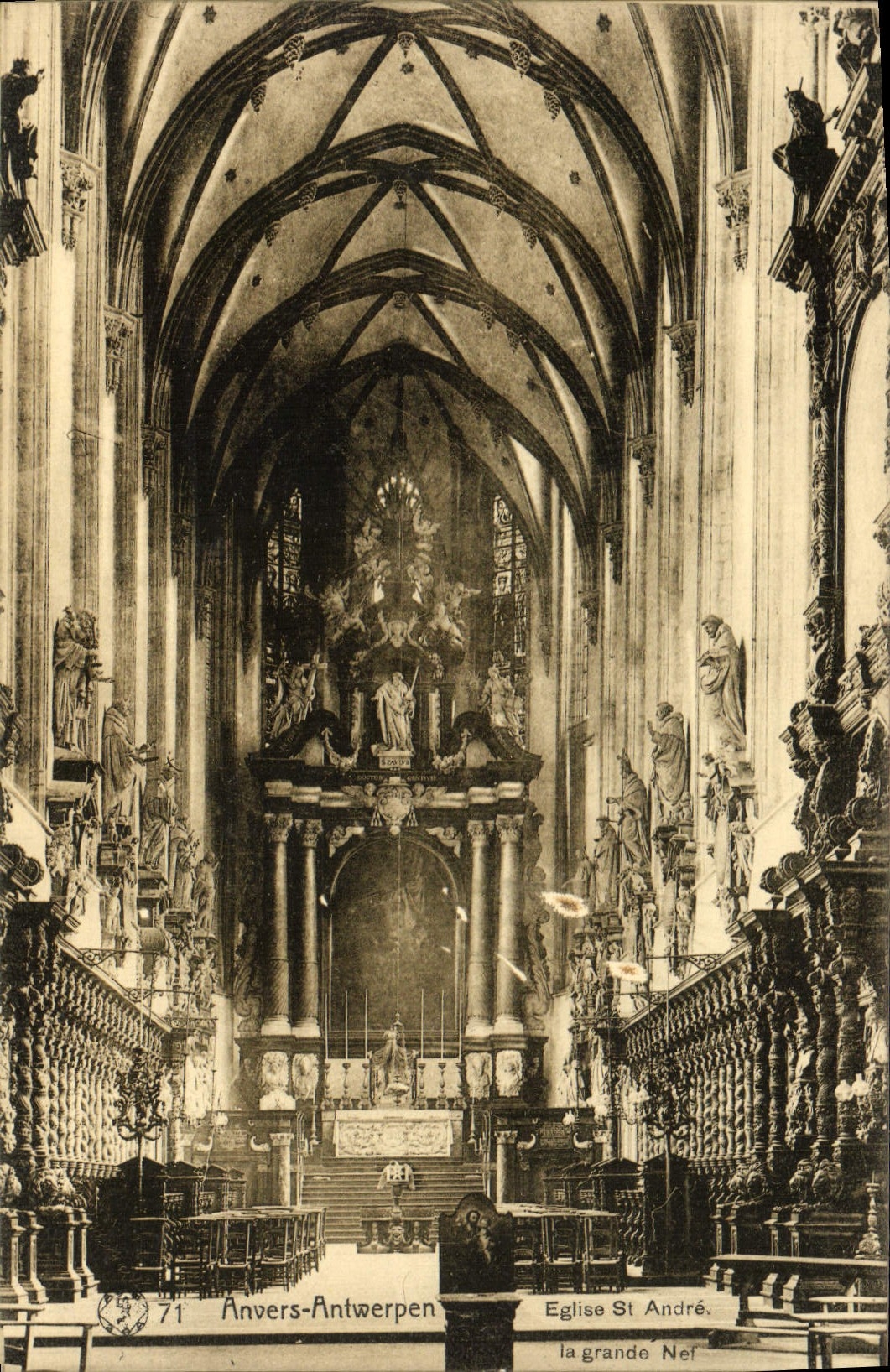 St Andre de la iglesia de Amberes Antwerpen de la POSTAL de la VENDIMIA