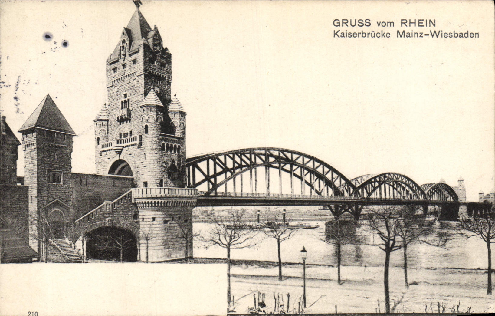 CPA Gruss Vom Rhein Kaiserbrucke Mainz Wiesbaden