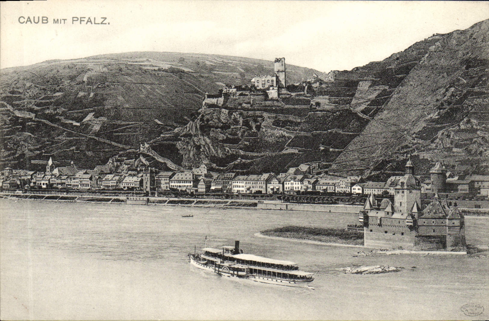 VINTAGE POSTCARD Caub MIT Pfalz