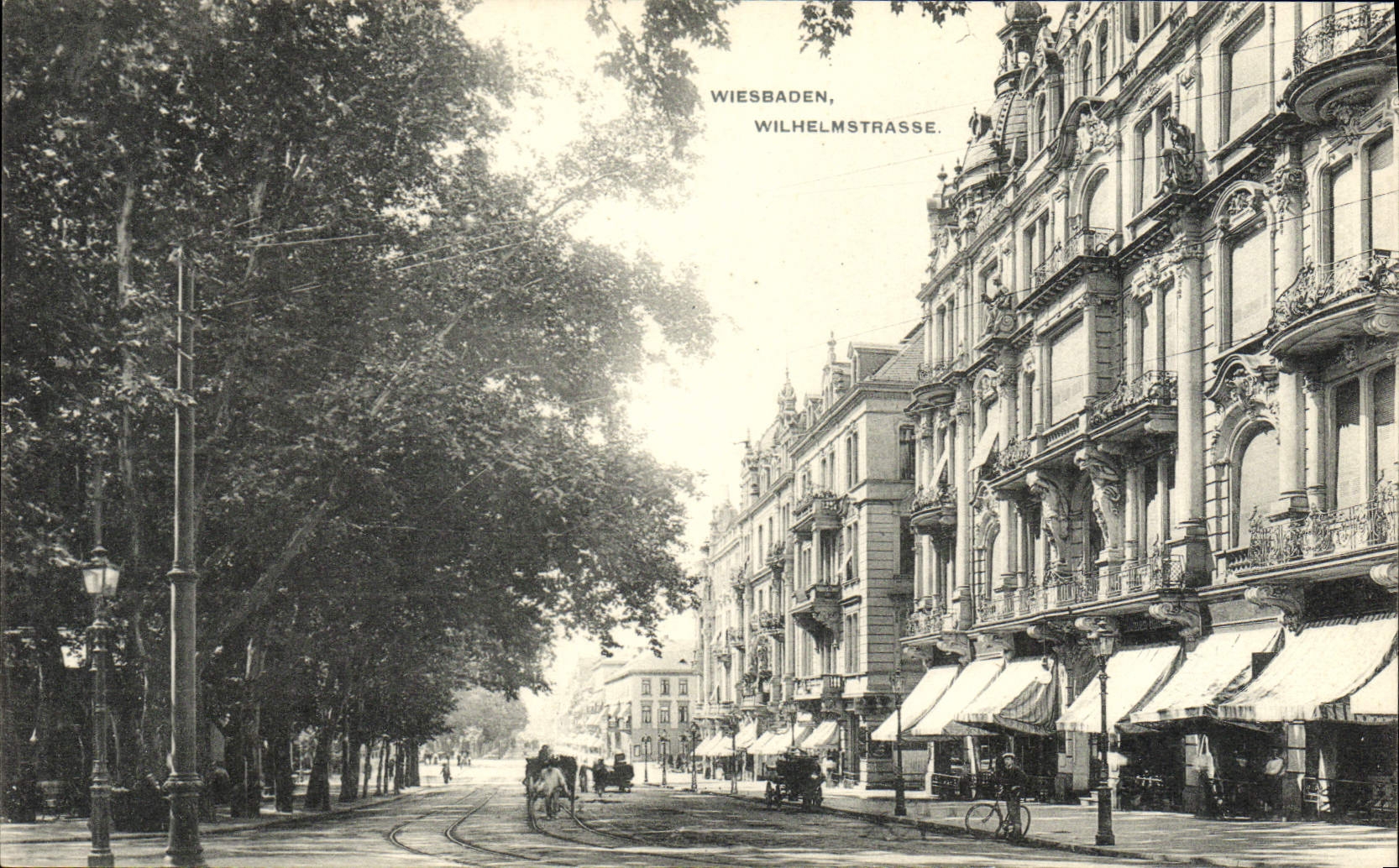 VINTAGE POSTCARD Wiesbaden Wilhelmstrasse
