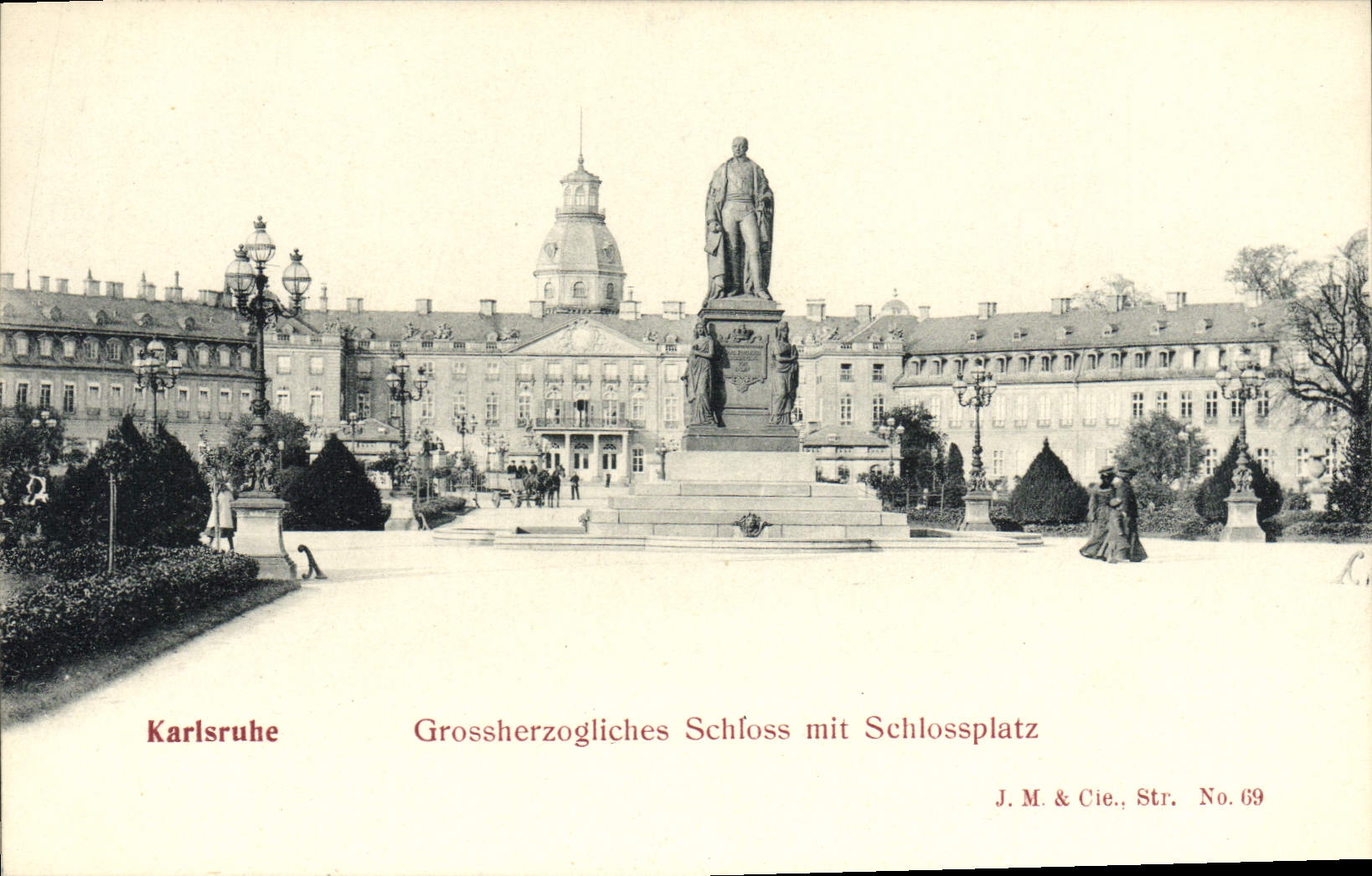 CPA Karlsruhe Grossherzogliches Schloss Mit Schlossplatz